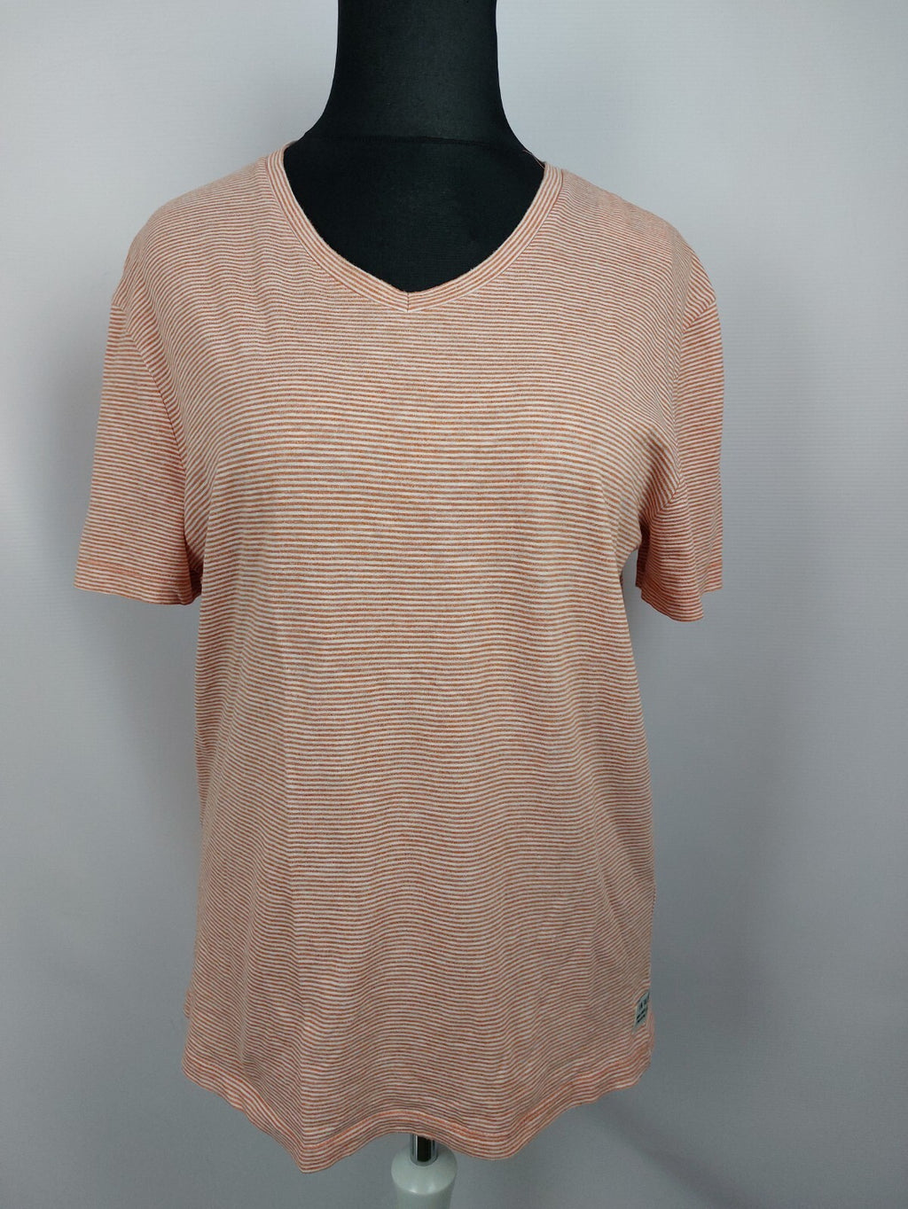 EK3832 Damen T-Shirt von Tom Tailor, orange/weiß gestreift, Gr. XL0