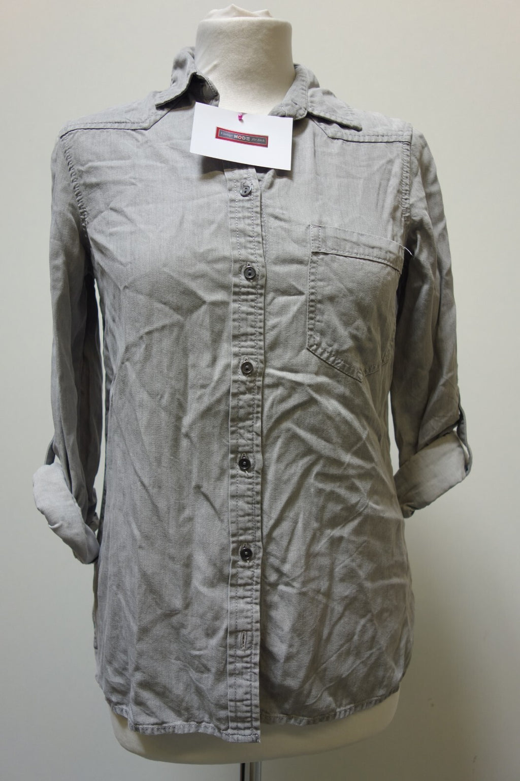 EK1116 Damen Bluse von Zara Basic, grau, Gr. XS0