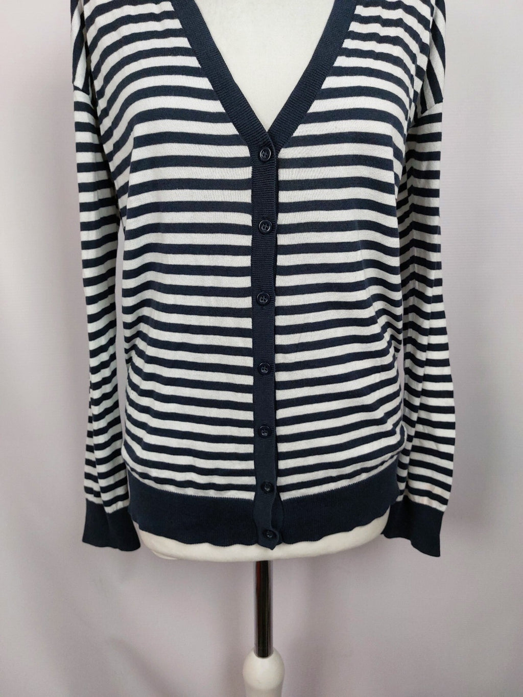 EK5035 Damen Strickjacke von Esprit, grau/weiß gestreift, Gr. M2
