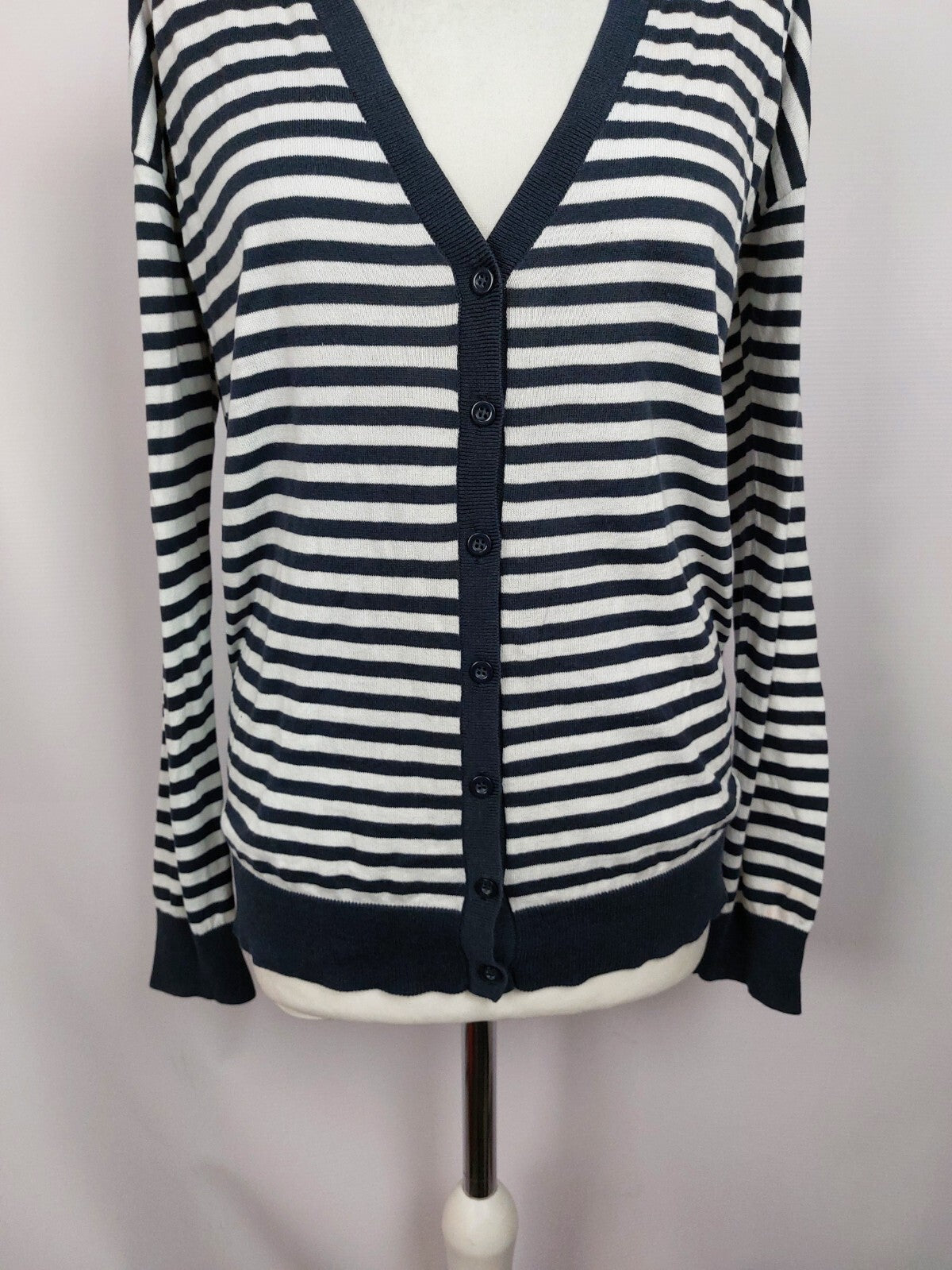 EK5035 Damen Strickjacke von Esprit, grau/weiß gestreift, Gr. M2