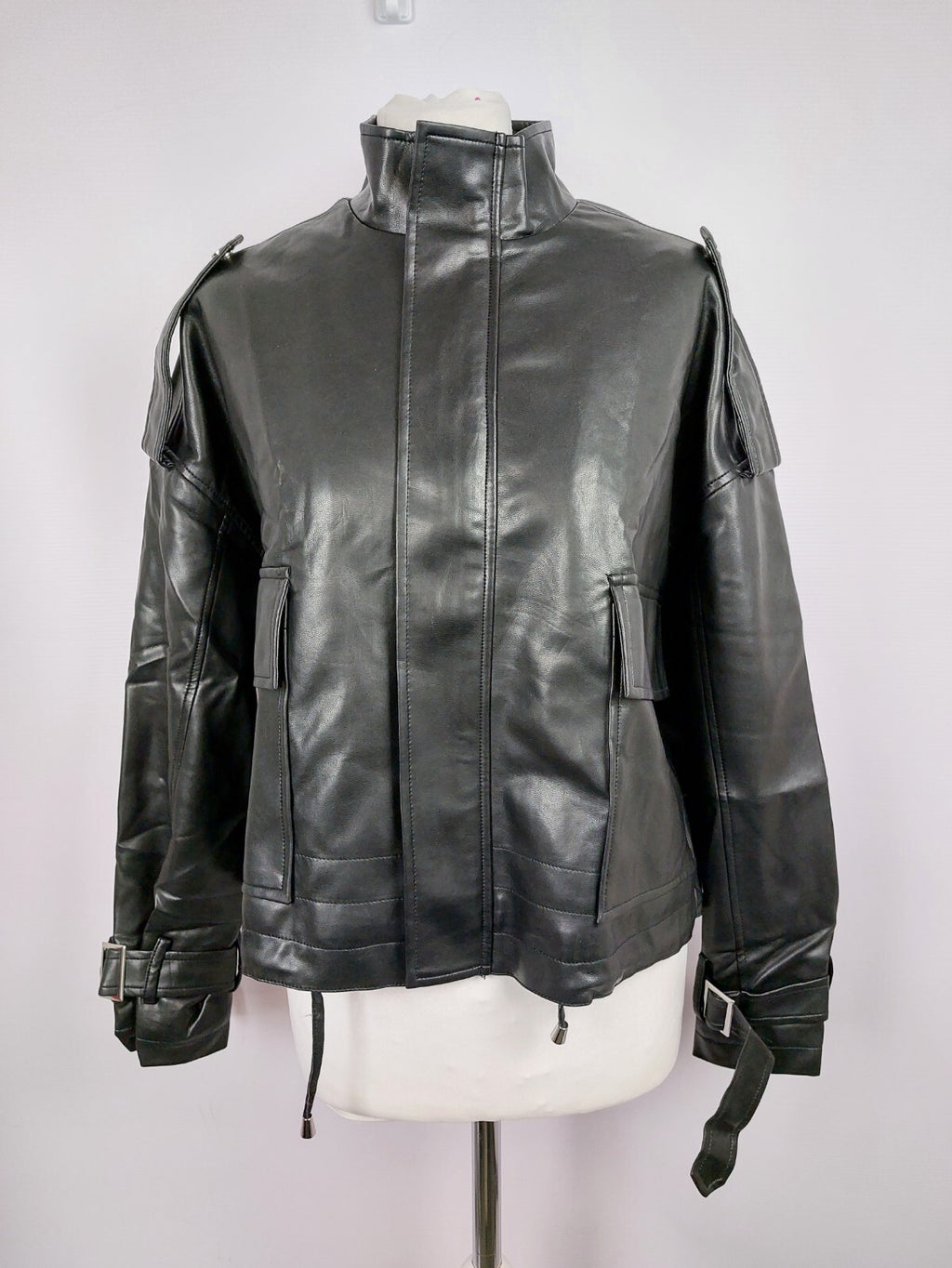 EK0995 Damen Kunstlederjacke von ginatricot, schwarz, Gr. S0