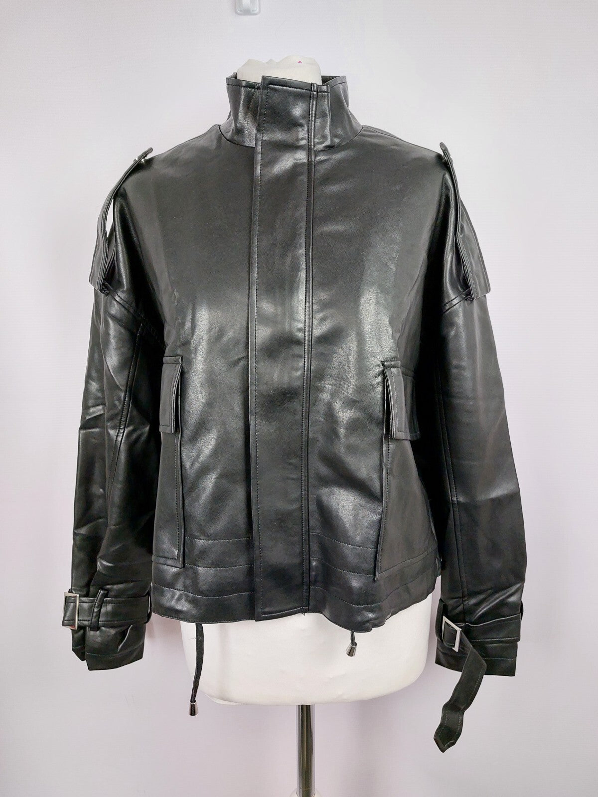 EK0995 Damen Kunstlederjacke von ginatricot, schwarz, Gr. S0