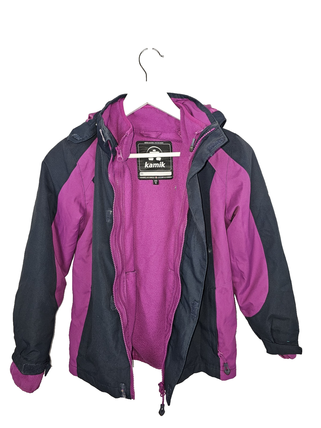 EK7672 Mädchen 2 Teilige Jacke von Kamik, Schwarz/Pink, Gr.1404