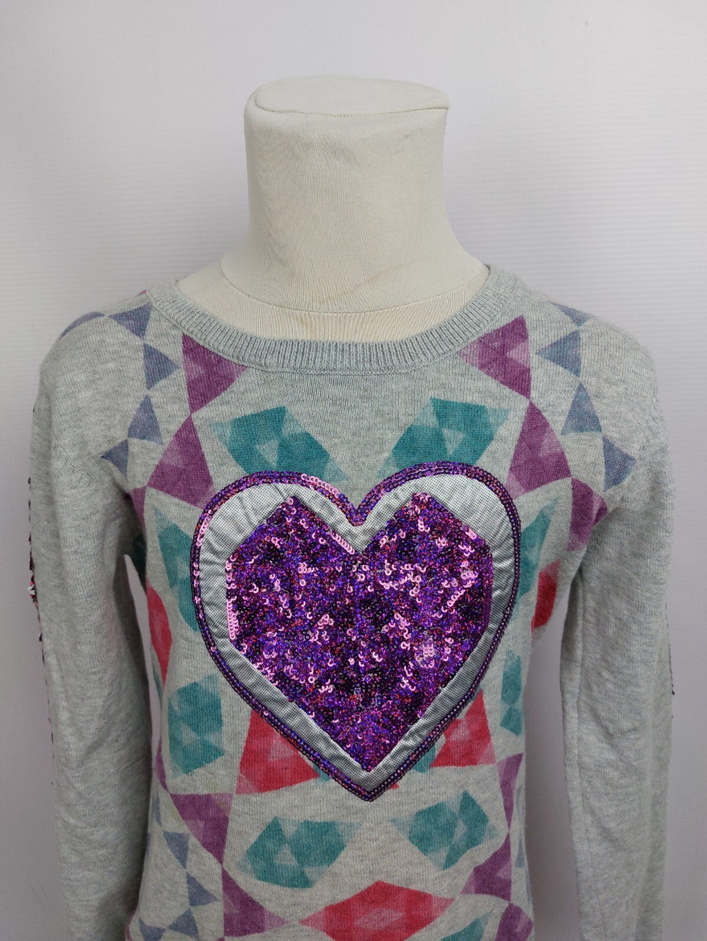 EK4533 Mädchen Pullover von Desigual, grau mit Pailletten, Gr.112-1281