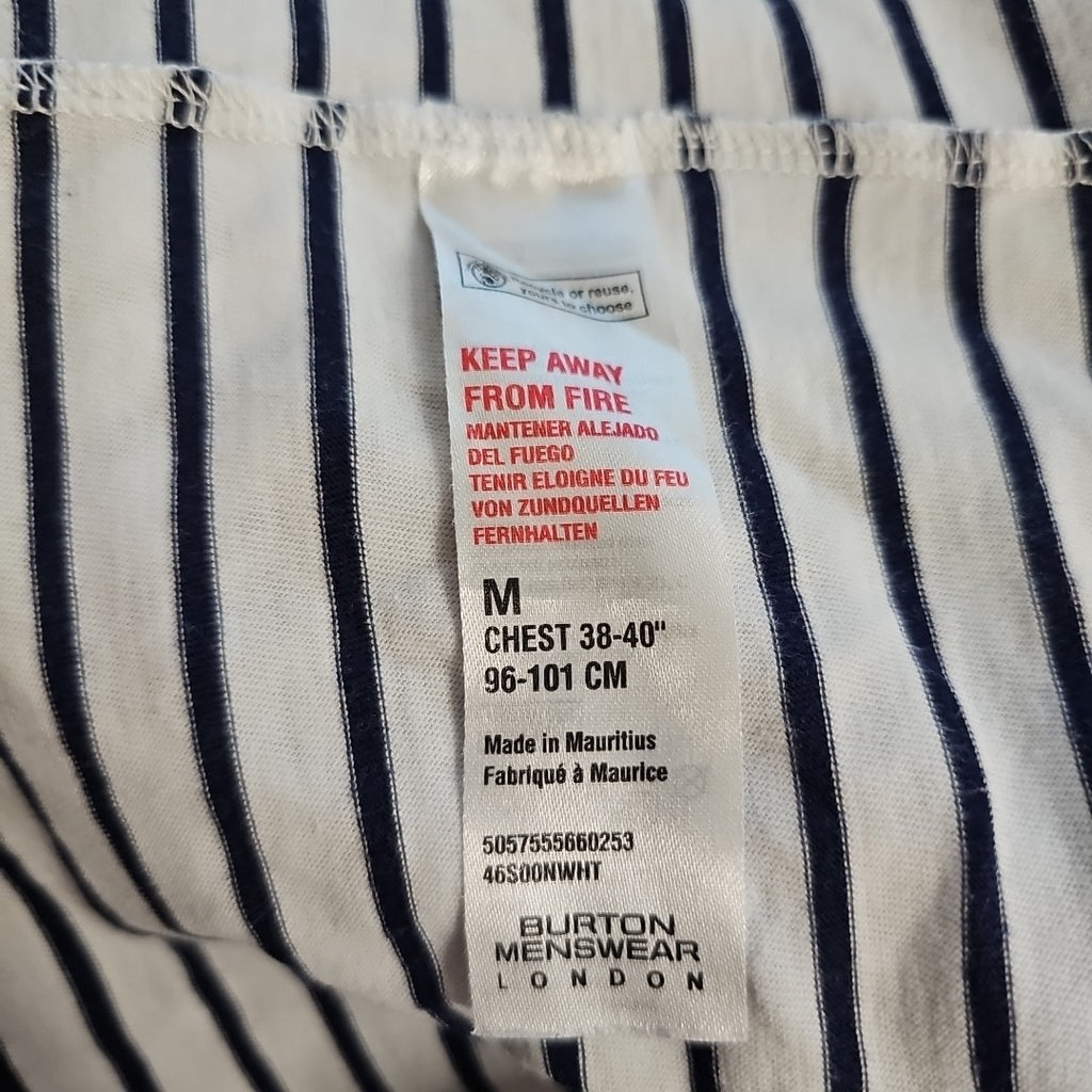EK8050 Herren Langarmshirt von Burton Menswear, weiß-blau, Gr.M3