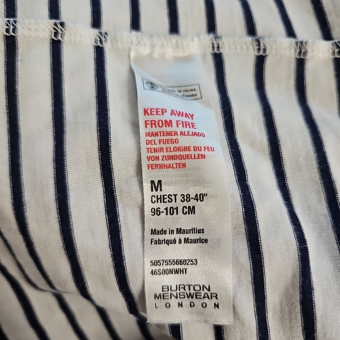 EK8050 Herren Langarmshirt von Burton Menswear, weiß-blau, Gr.M3