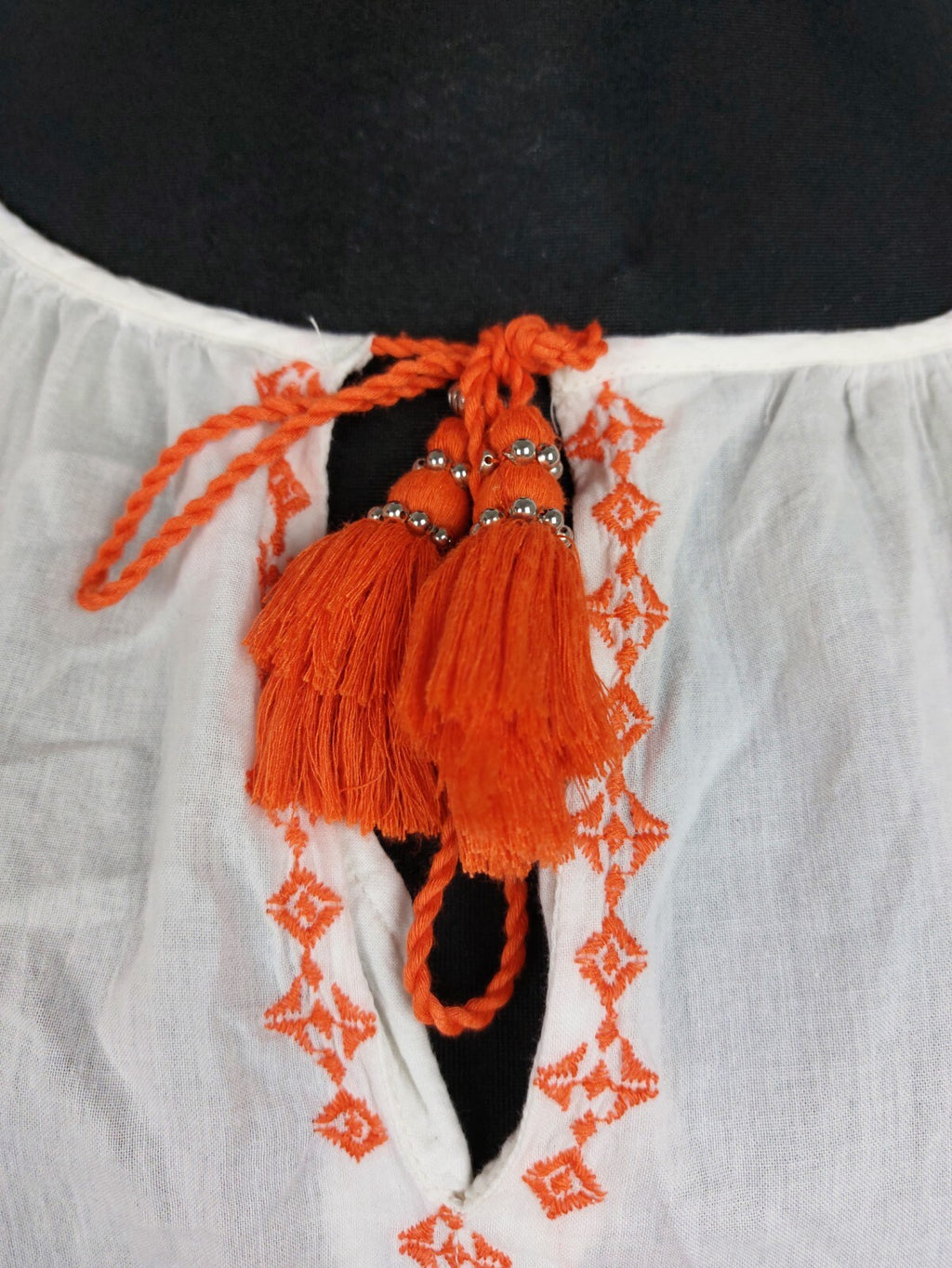 EK0505 Damen Bluse von H&M, weiß/orange, Gr. 383