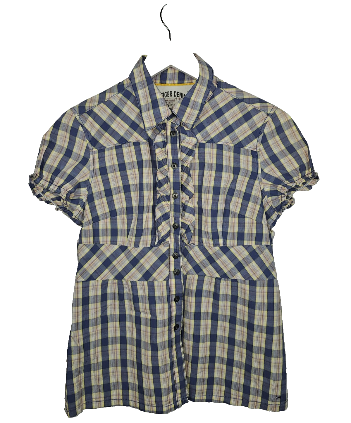 EK7918 Damen Bluse von Tommy Hilfiger Denim, Blau/Gelb, Gr. S0