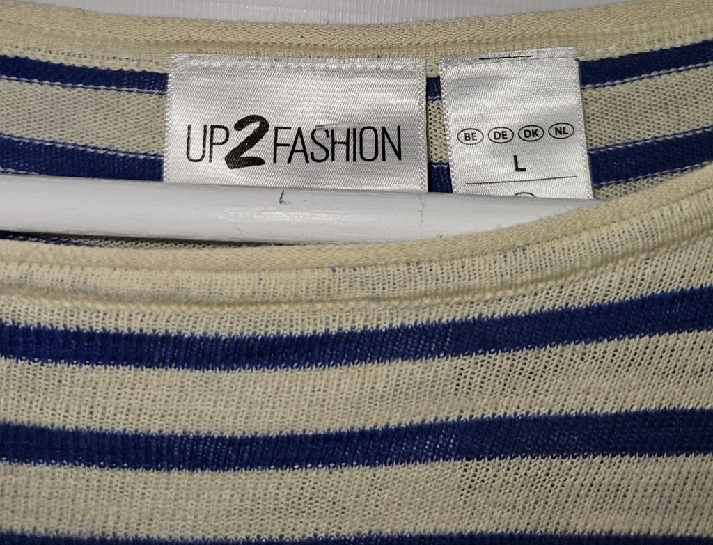 EK7807 Damen Pullover von Up2Fashion, beige-blau, Gr.L2