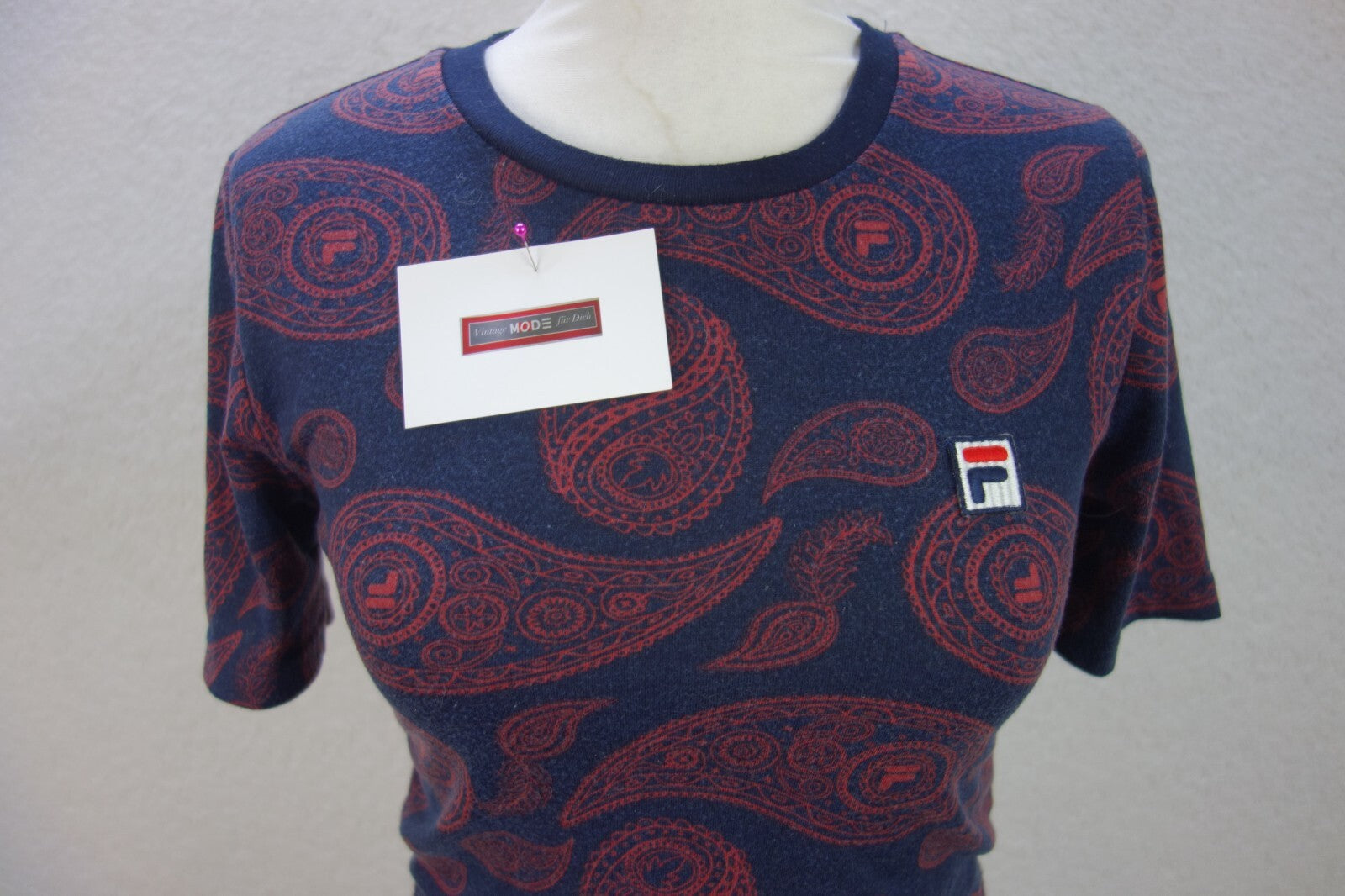 EK3888 Damen T-Shirt, crop, von Fila, blau/indianred, Gr. S1