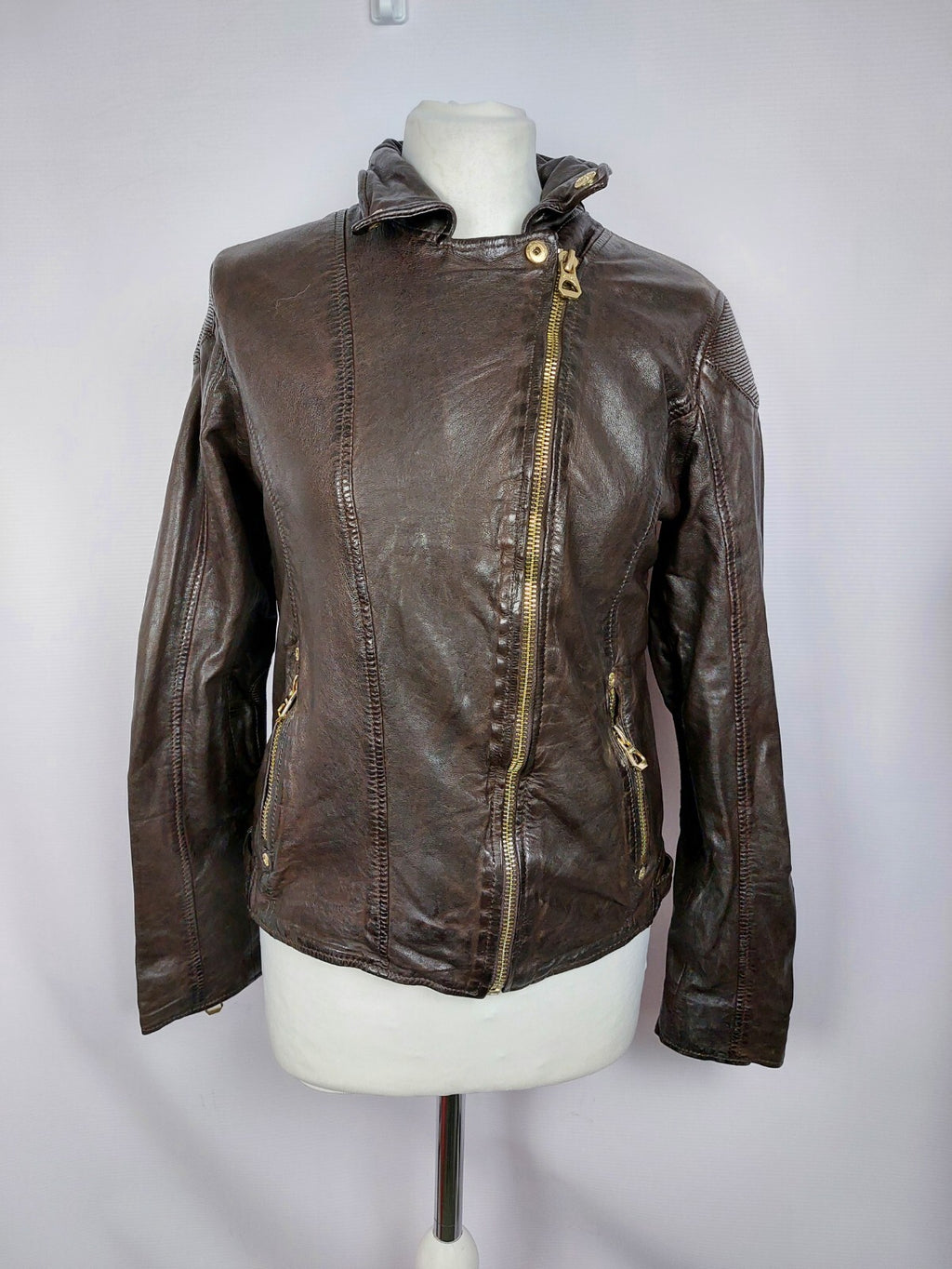 EK3165 Damen Lederjacke von Gipsy, braun, Gr. L (fällt kleiner aus)0