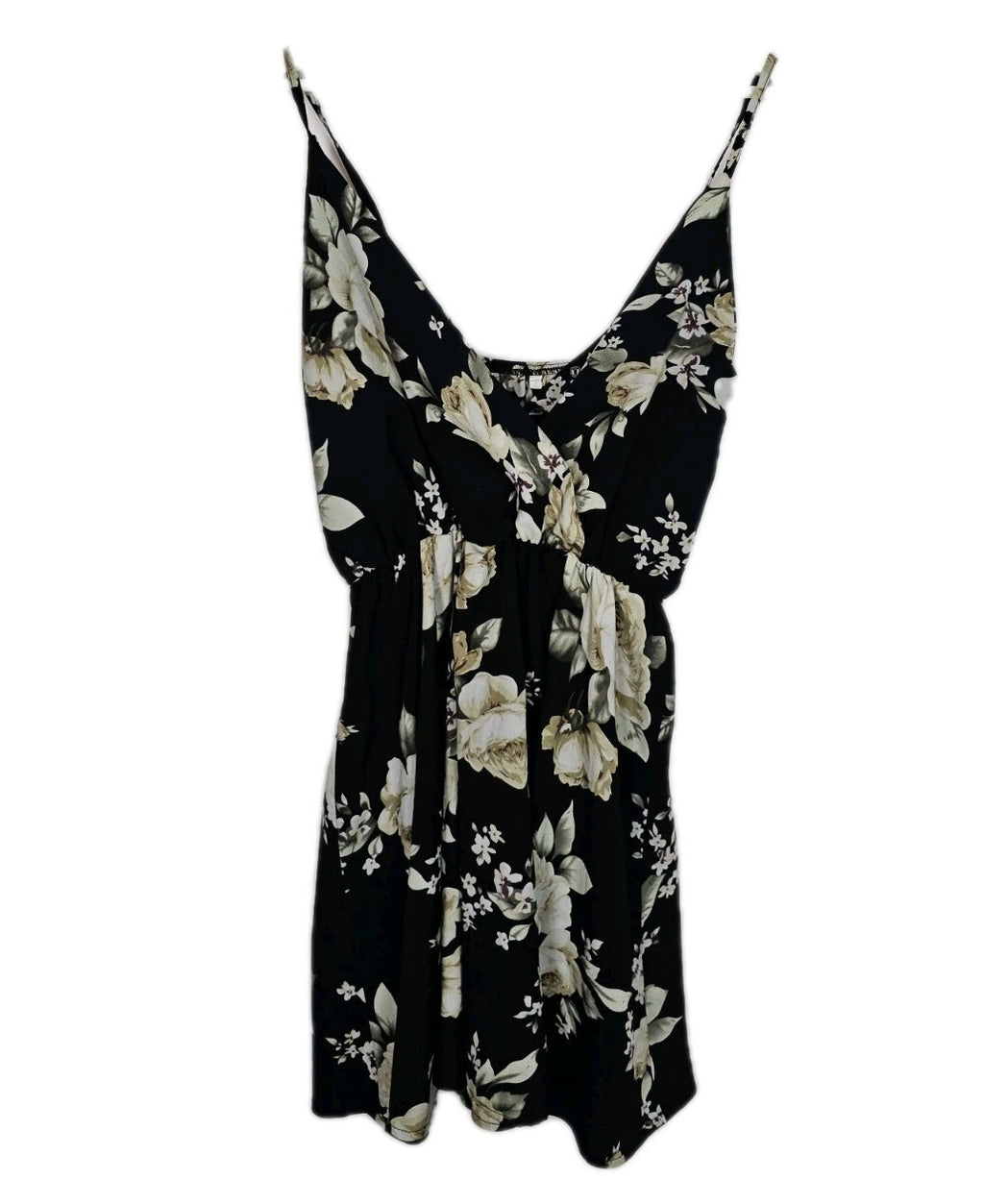 EK9646 Damen Kleid, schwarz mit Blumenmuster, Gr.M0