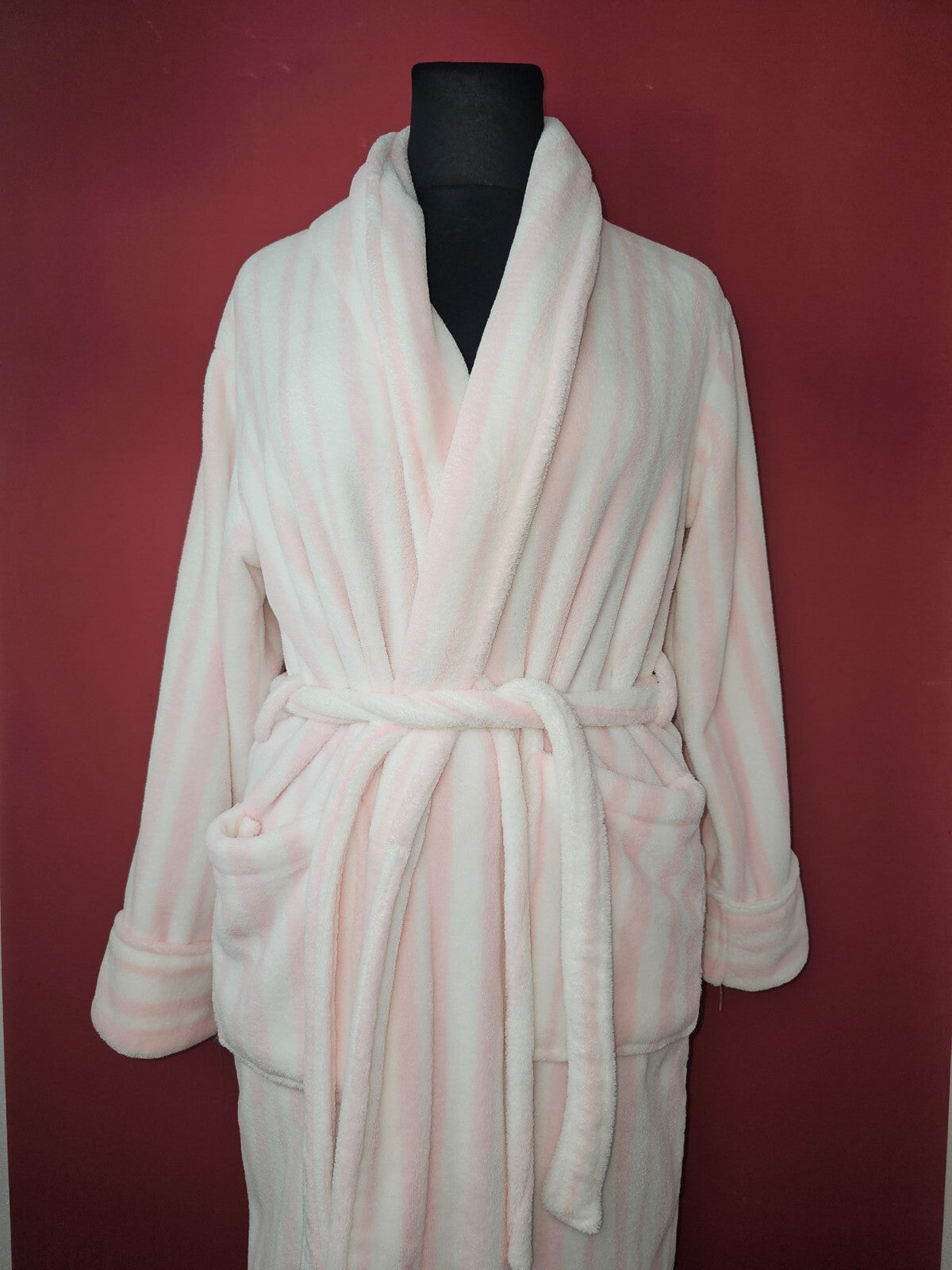EK4512 DAmen Bademantel von Strauss, Weiß-Rosa, Gr.: S0