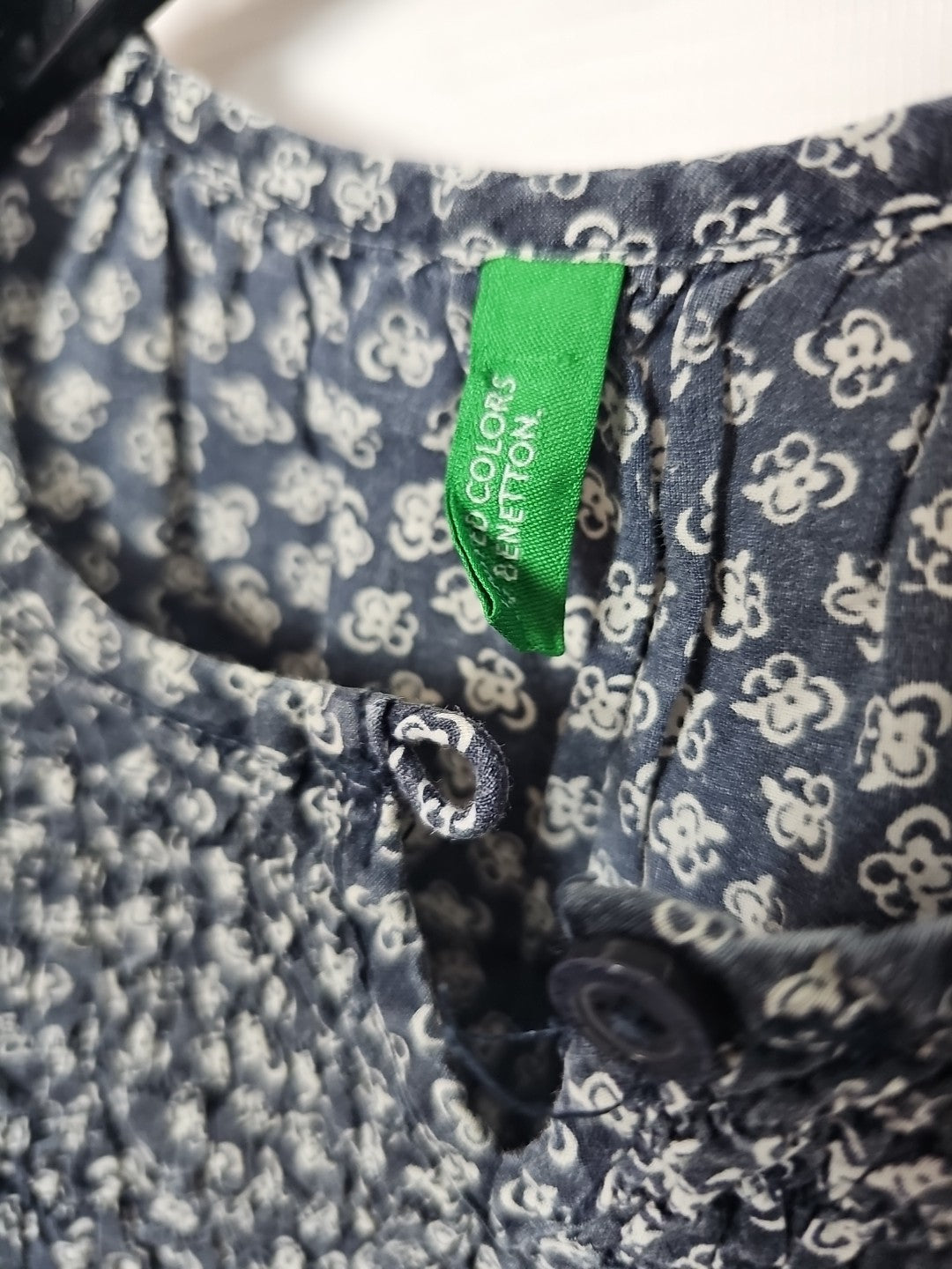 EK8296 Baby Kleid Mädchen United Colors Of Benetton Blau Mit Blumenmuster1