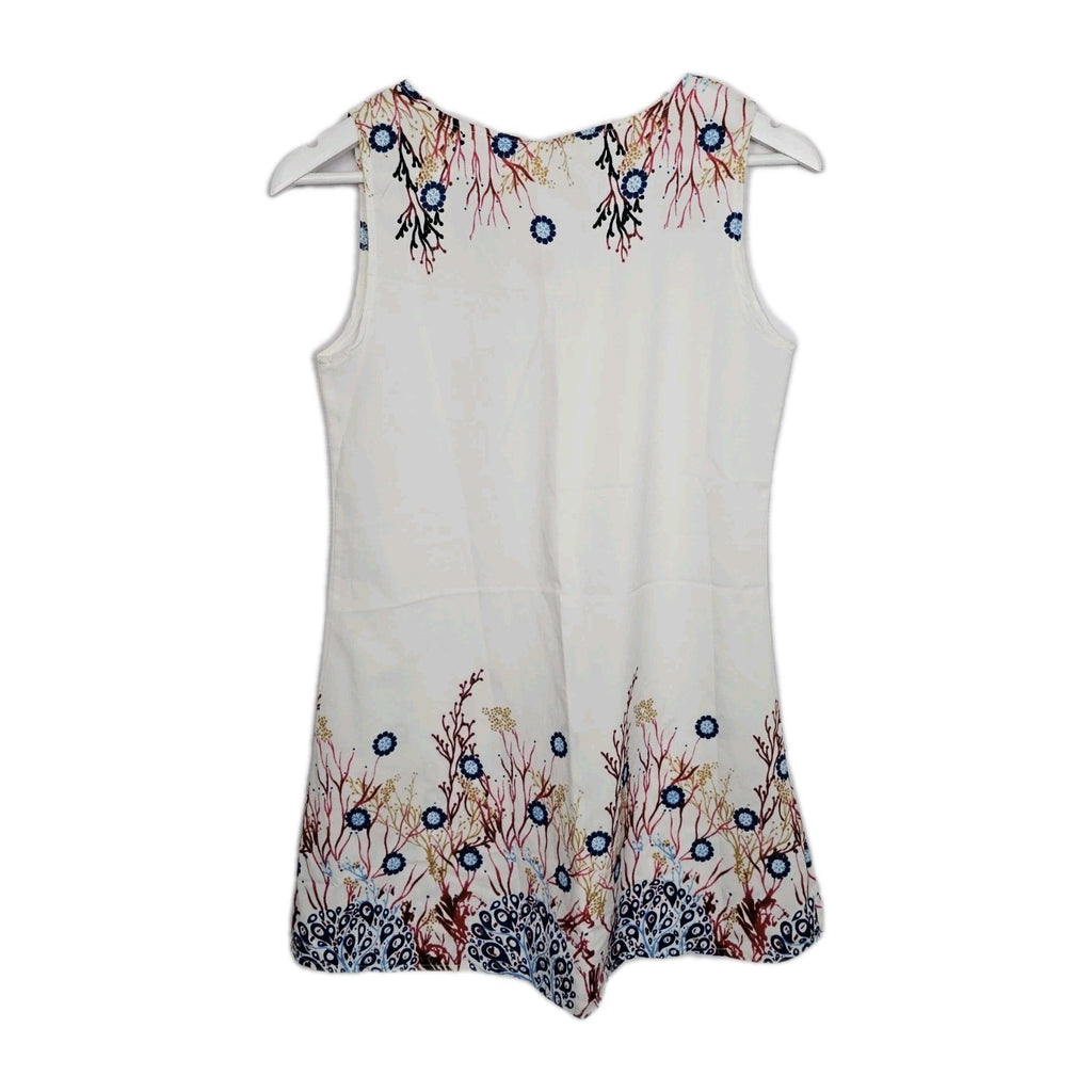 EK9653 Damen Kleid, weiß mit Blumenmuster, Gr.S3
