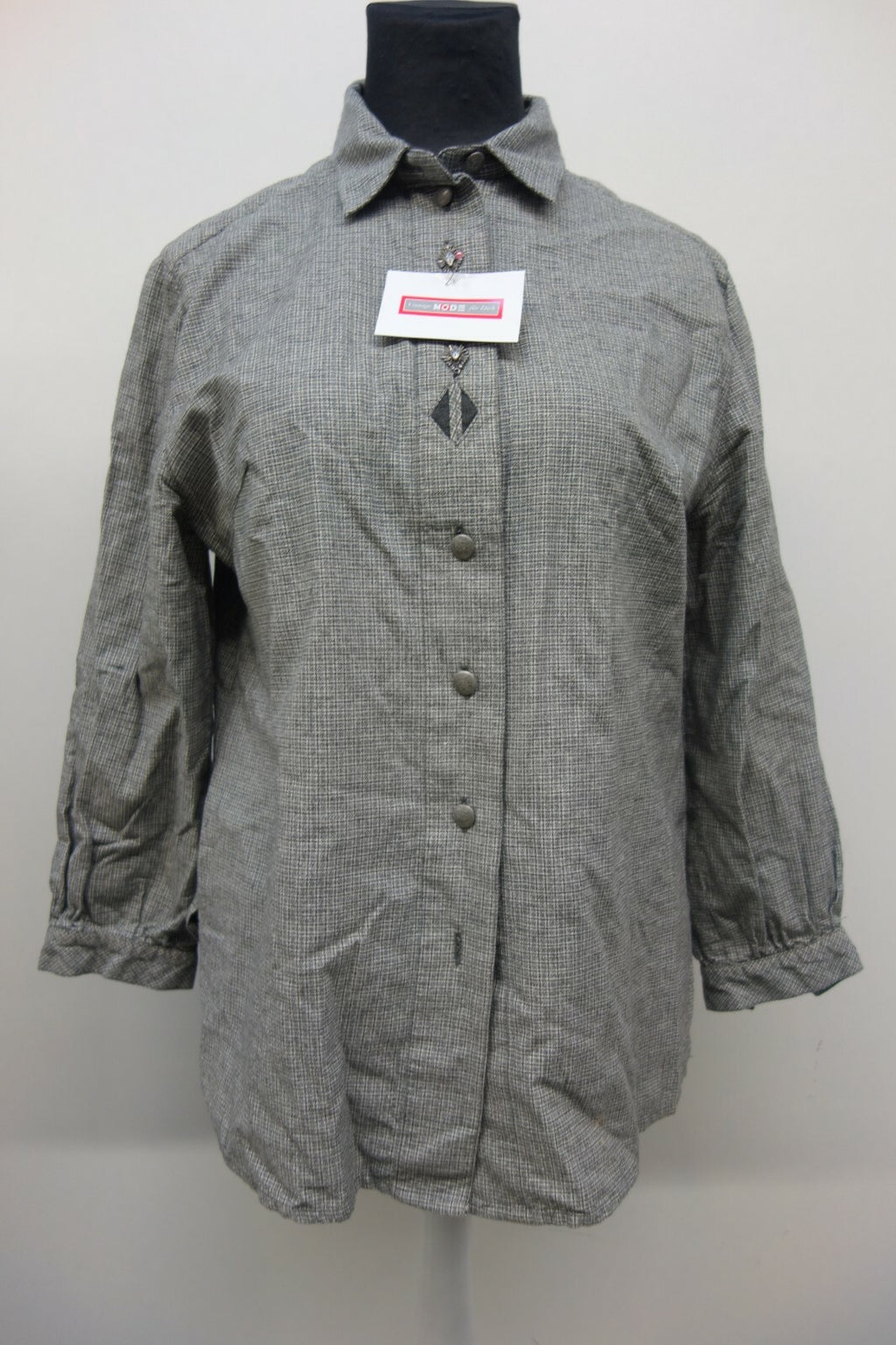 EK1531 Damen Bluse von Meico Landhaus Look, grau, kariert, Gr. L0