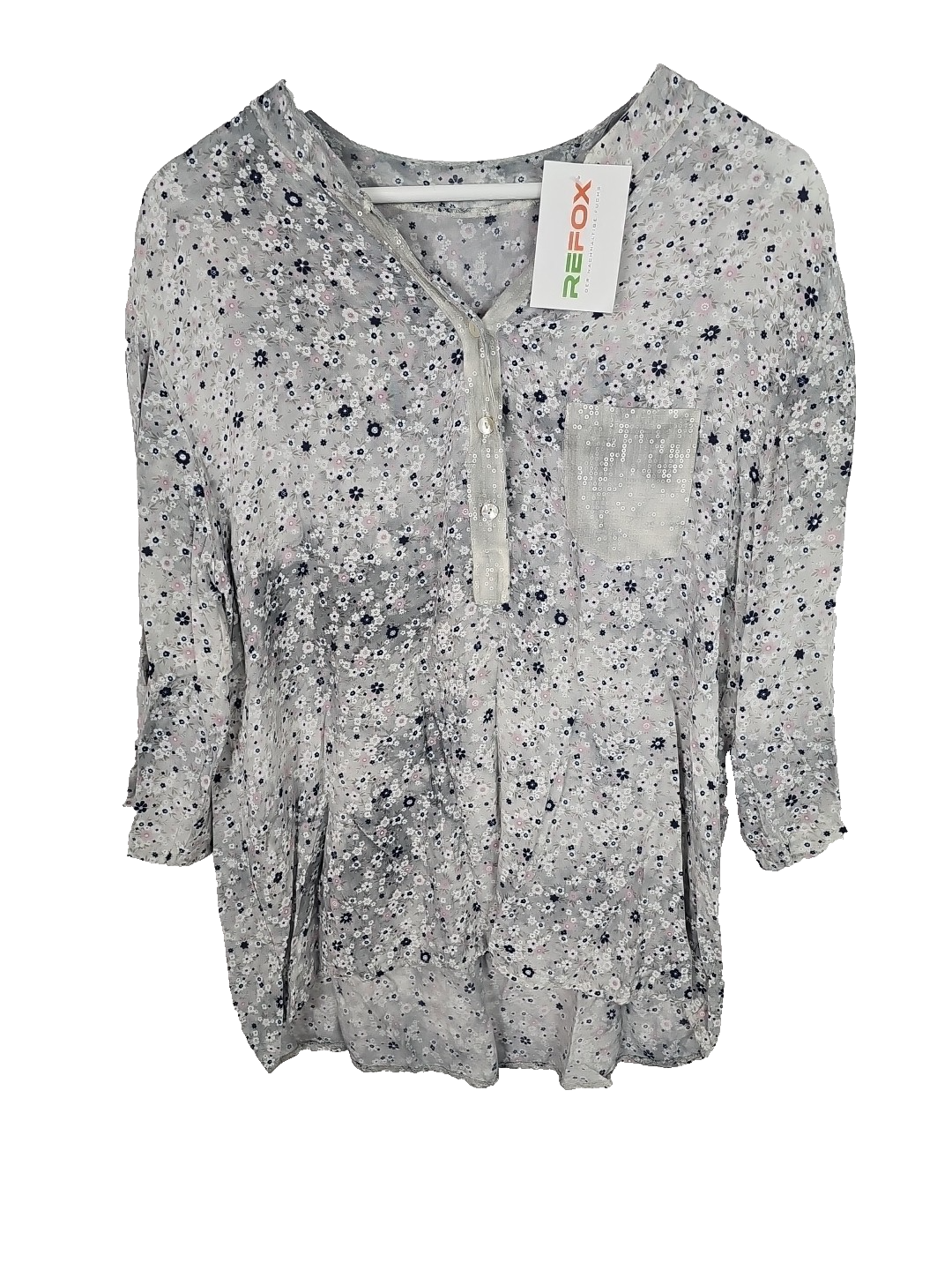 EK8264 Damen Bluse Gr44 ,Markenlos ,Blumenmuster0