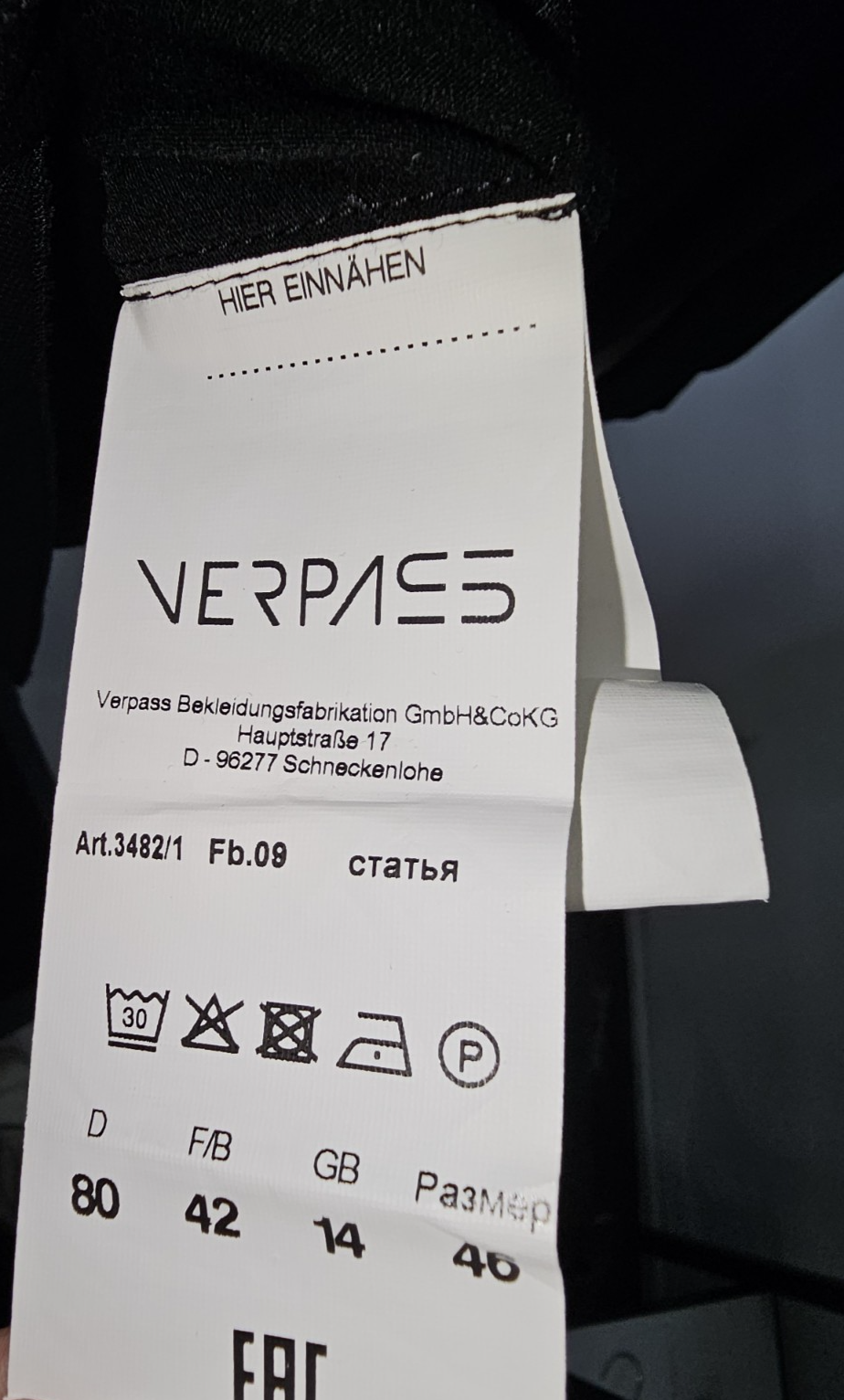 EK8494 Damen Bluse von Verpass, Schwarz, Gr.426