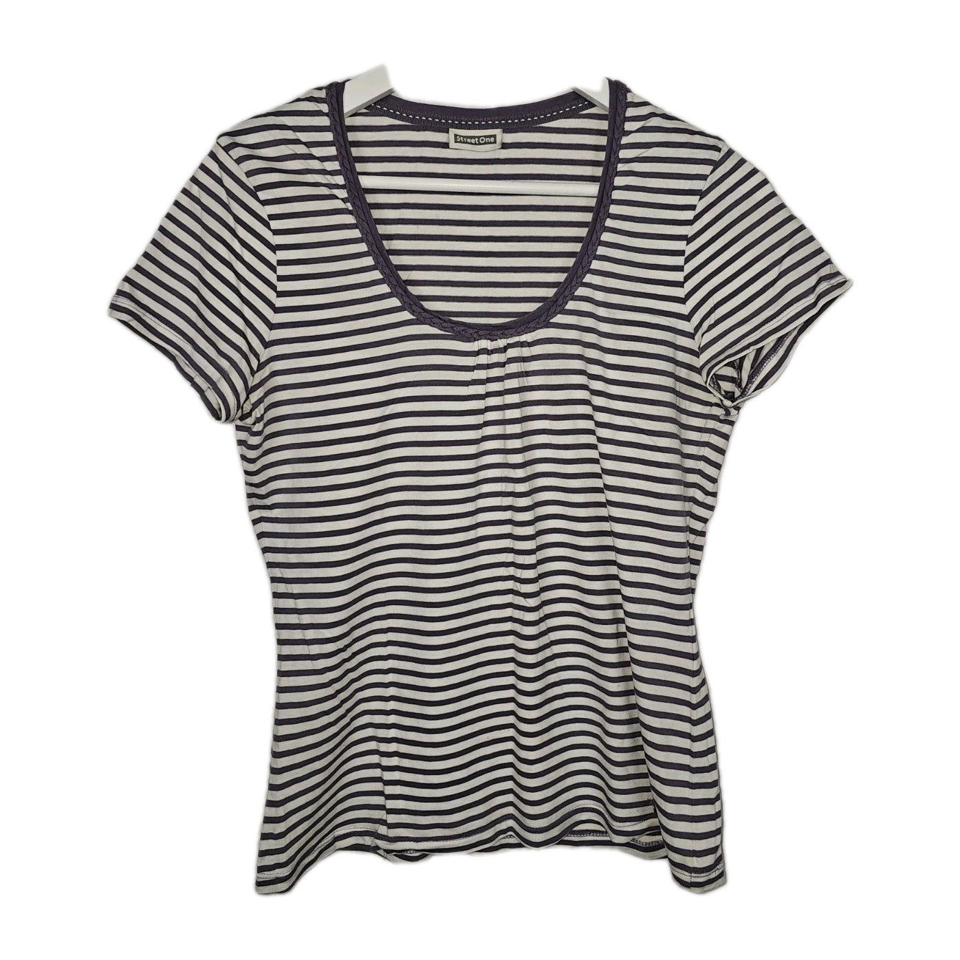 EK11087 Damen T-Shirt von Street One, Weiß-Lila, Gr. 420