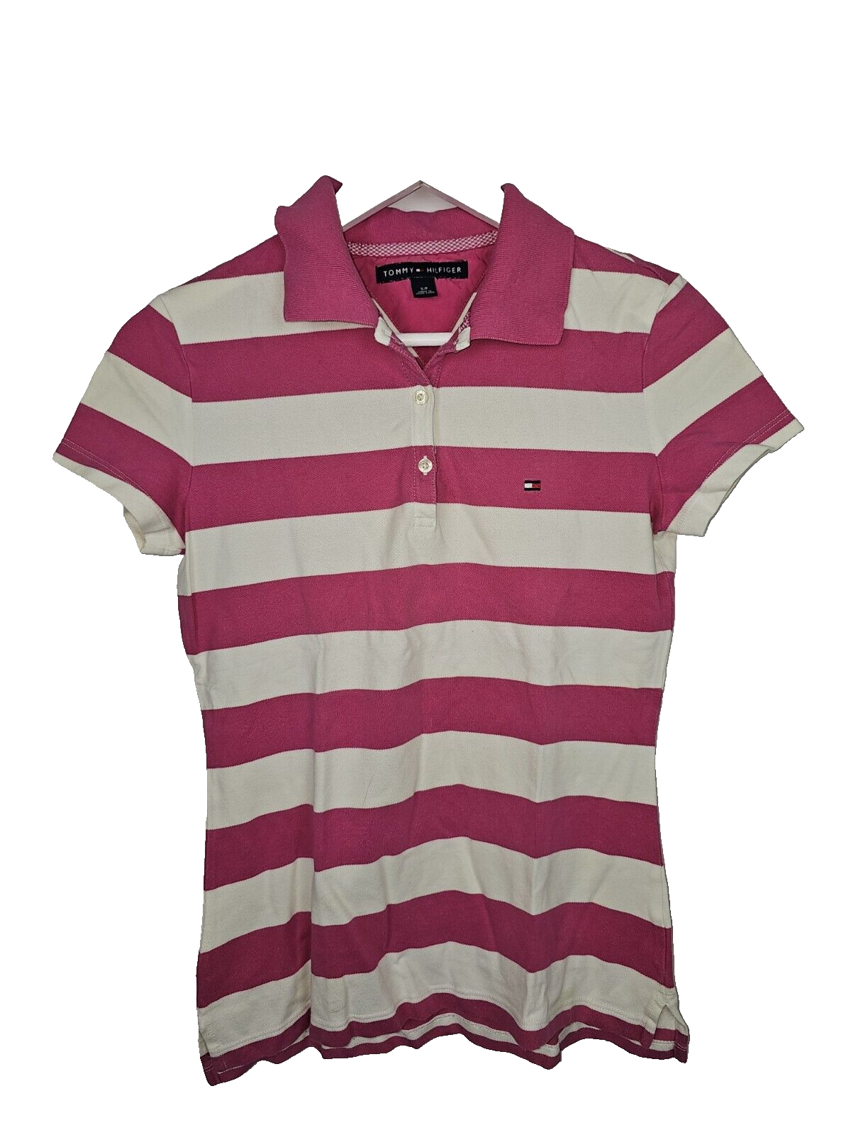 EK6824 Damen Tshirt von Tommy Hilfiger, pink-weiß, Gr.S0