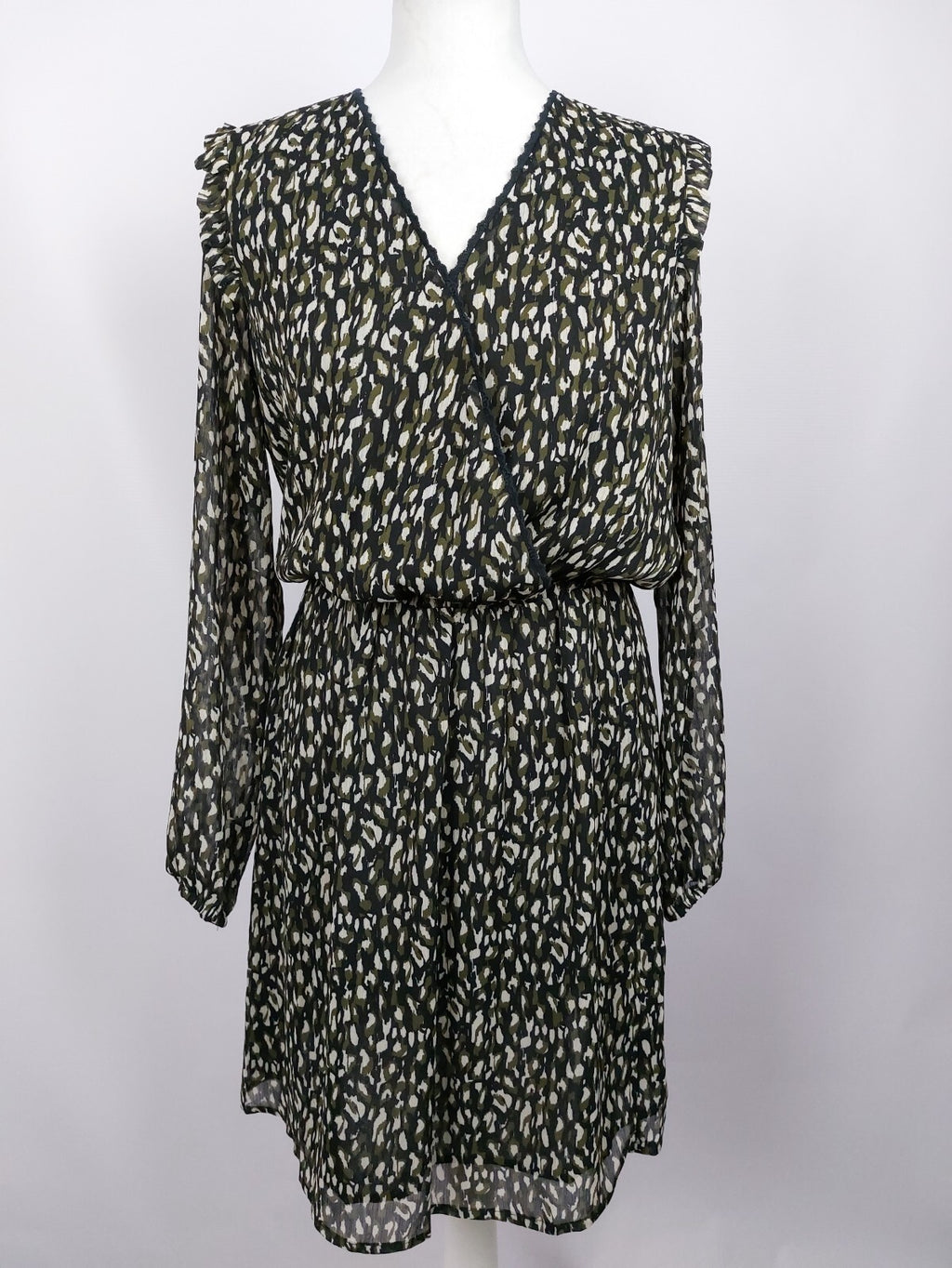 EK1925 Damen Kleid von Deeluxe, schwarz/beige/grün, Gr. M0