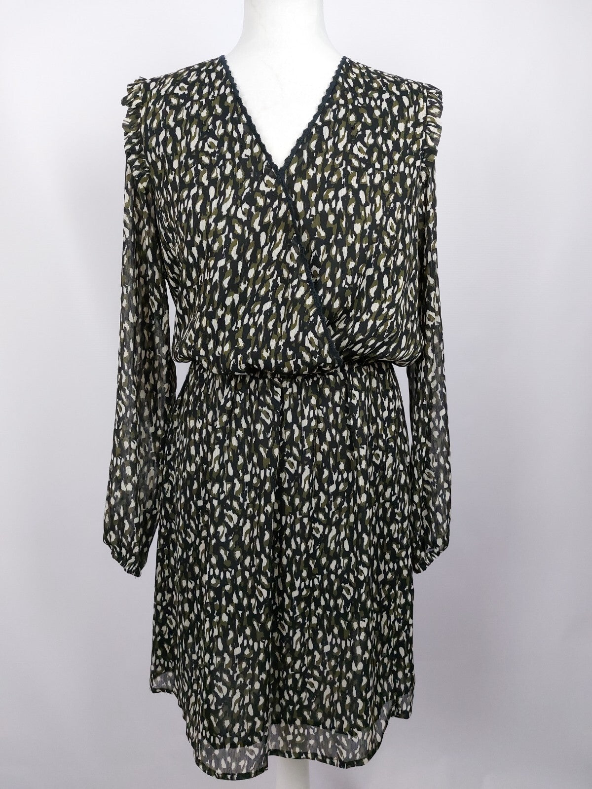 EK1925 Damen Kleid von Deeluxe, schwarz/beige/grün, Gr. M0