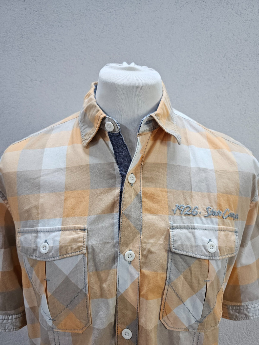 EK5799 Herren Hemd von s.Oliver, orange/beige kariert, gr. L1