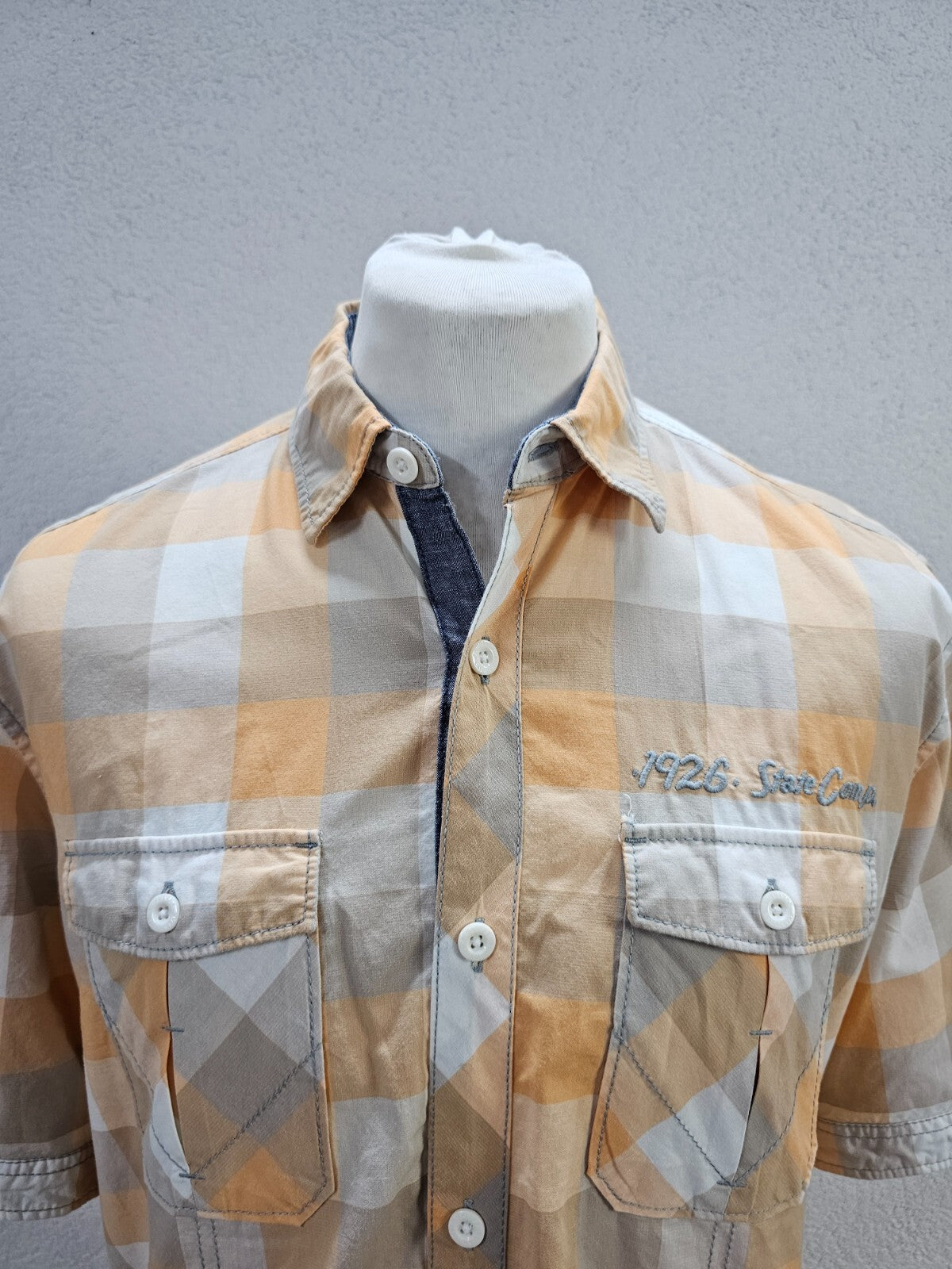 EK5799 Herren Hemd von s.Oliver, orange/beige kariert, gr. L1