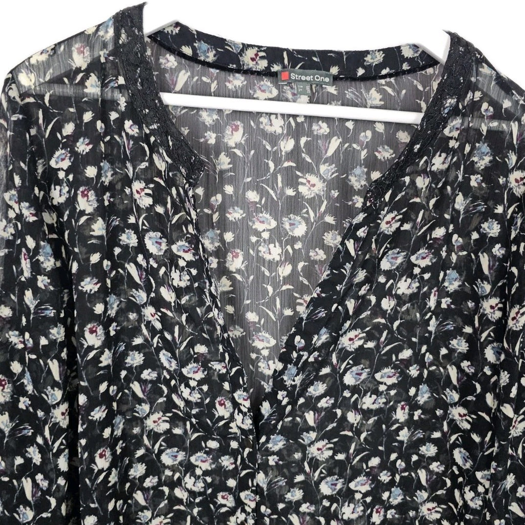 EK8992 Damen Bluse von Street One, schwarz mit Blumenmuster, Gr.421