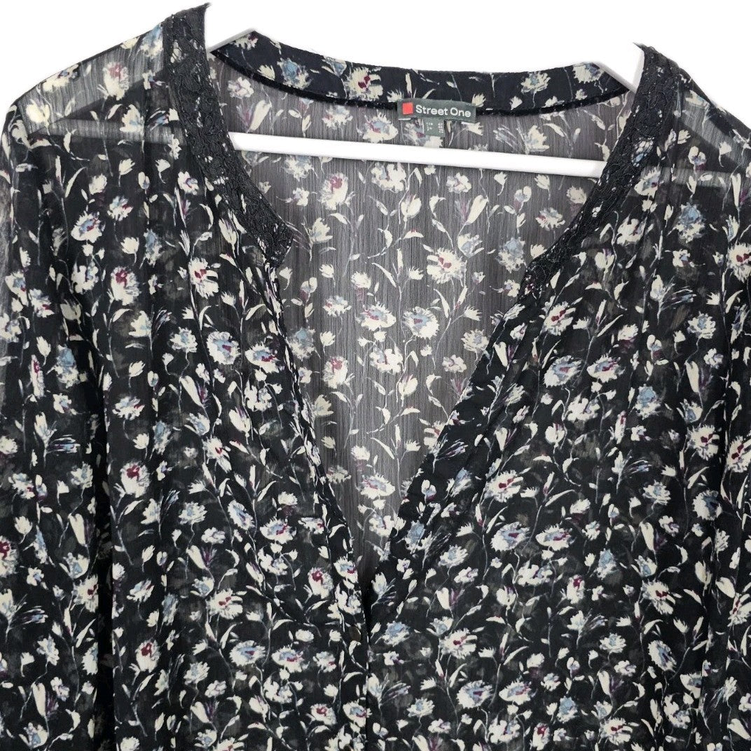 EK8992 Damen Bluse von Street One, schwarz mit Blumenmuster, Gr.421