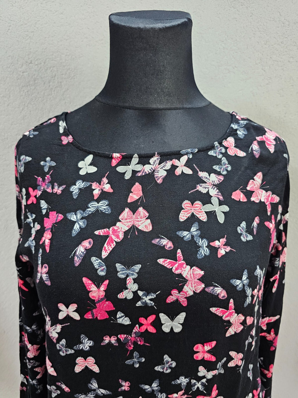 EK5960 Damen Bluse von Kenny S. schwarz, Schmetterlinge, Gr. L1