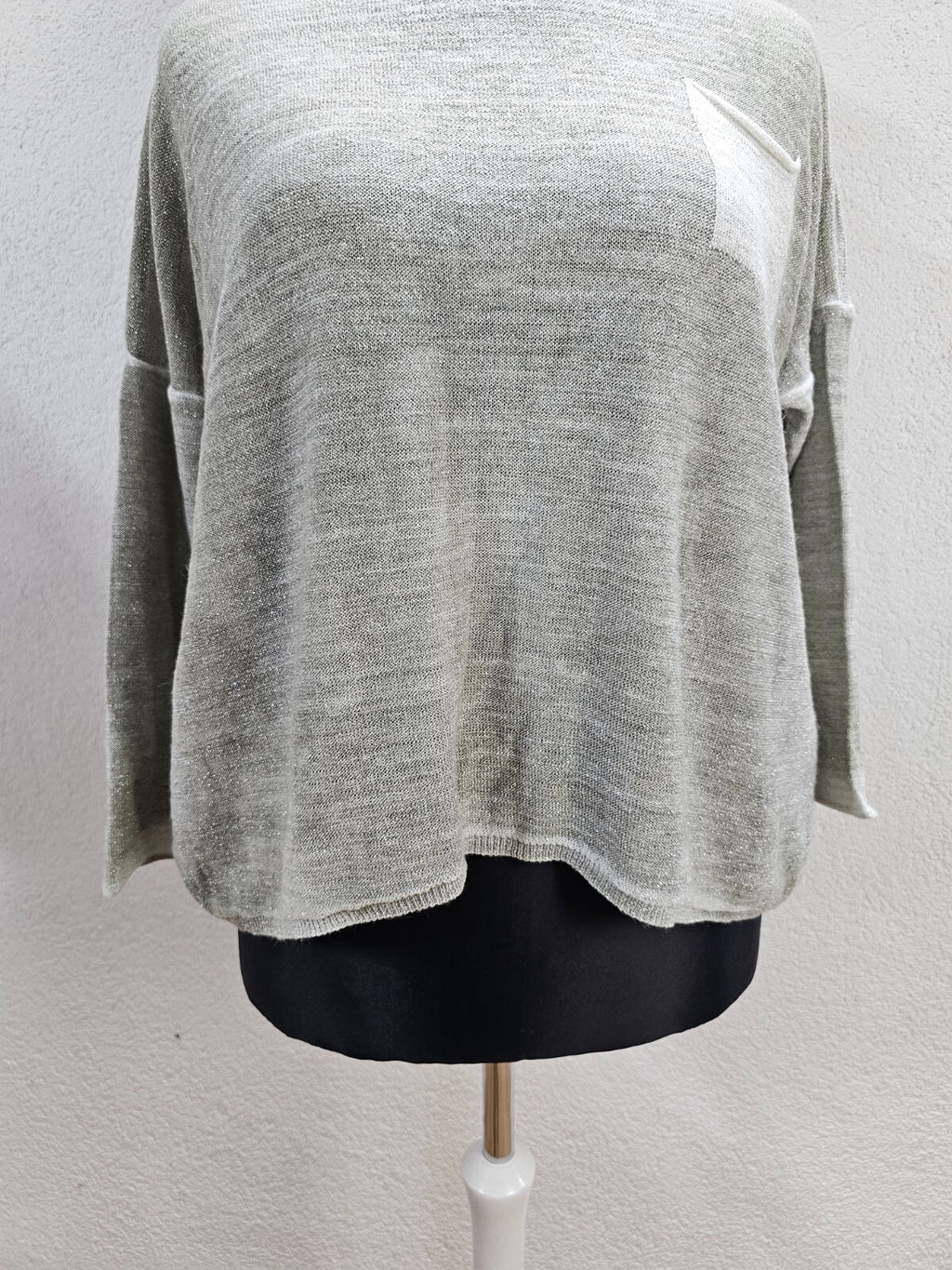 EK5866 Damen Glitzer Pullover, graugrün, Gr. 2XL2