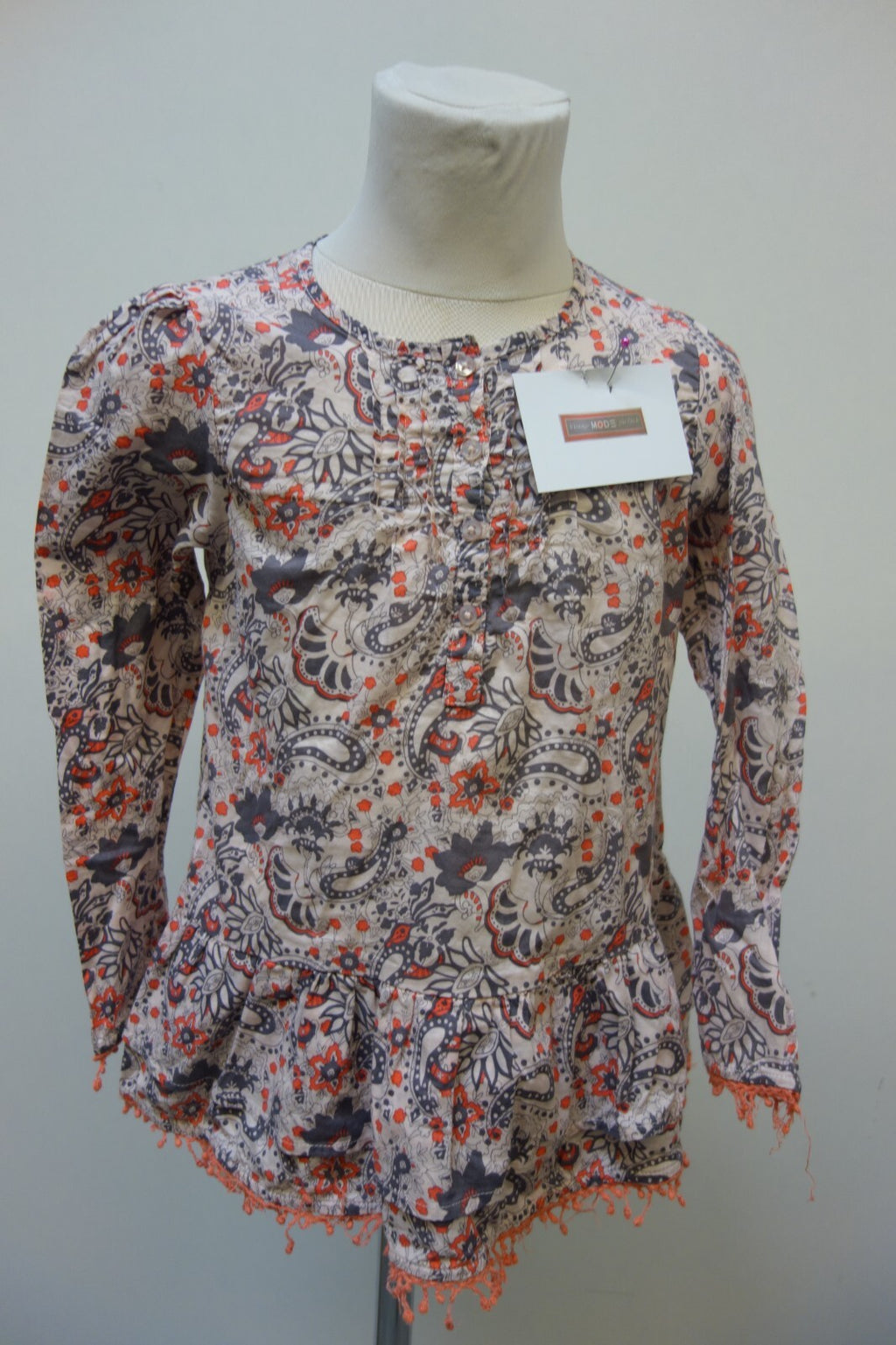 EK2582 Mädchen Bluse von Vertbaudet, rosa/grau, Gr. 1220