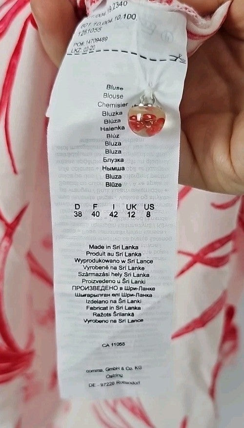 EK2579 Damen T-Shirt Comma Gr.38 Weiß Mit Blumenmuster2