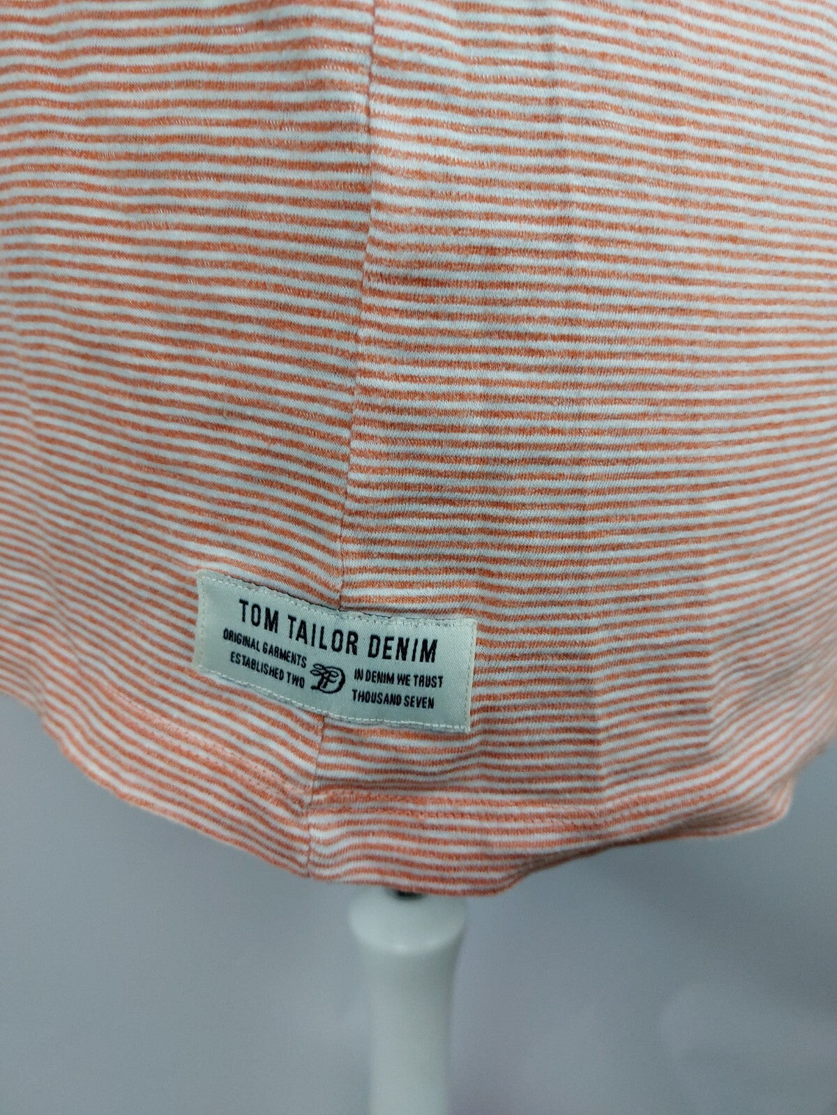 EK3832 Damen T-Shirt von Tom Tailor, orange/weiß gestreift, Gr. XL4