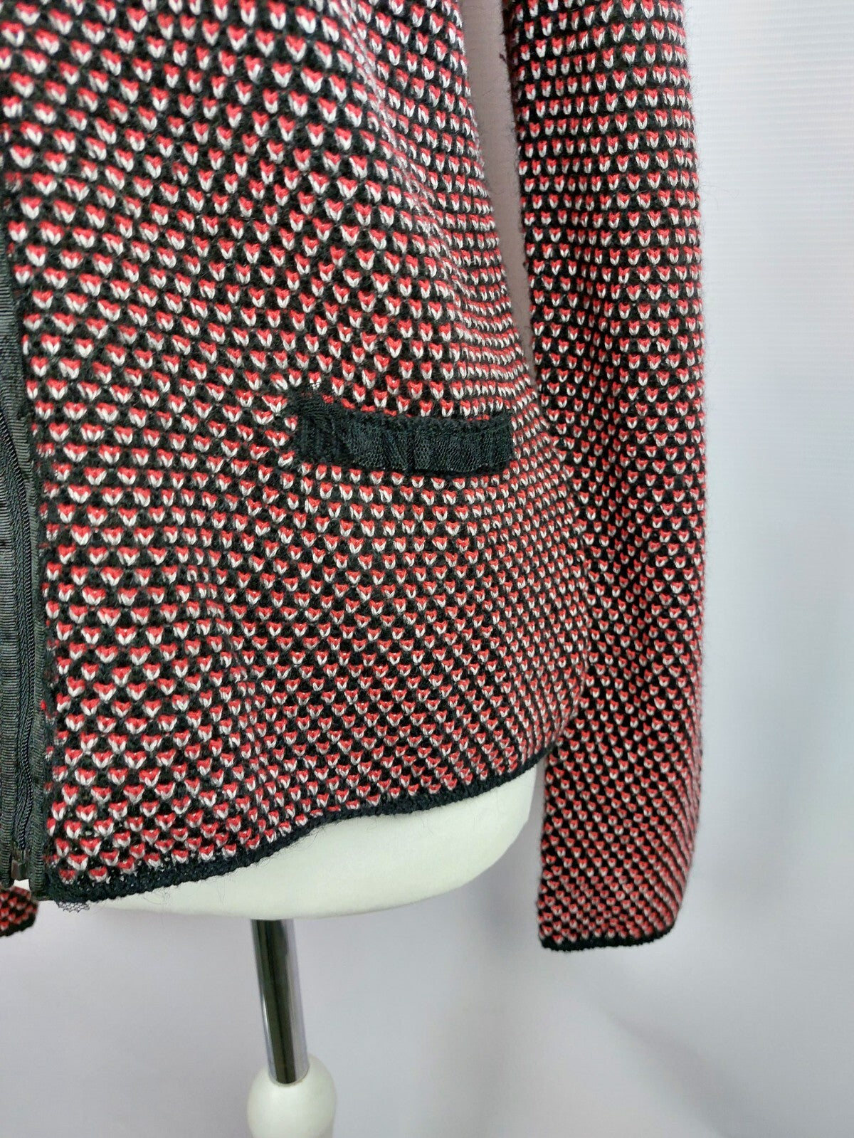 EK4481 Damen Strickjacke von Taifun, rot-schwarz-weiß, Gr.M3