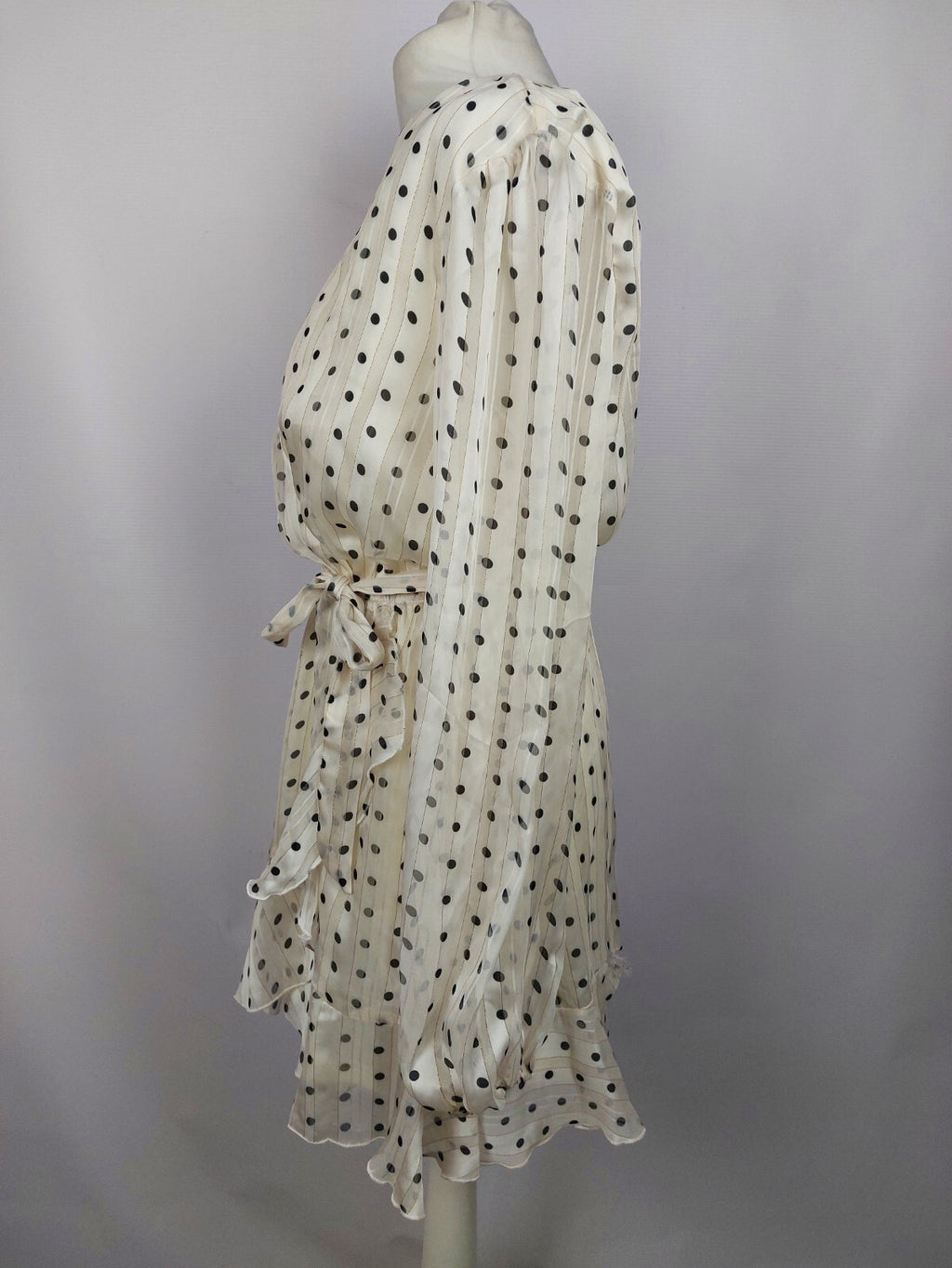 EK4919 Damen Kleid von Loavies, beige, gepunktet, Gr. L6