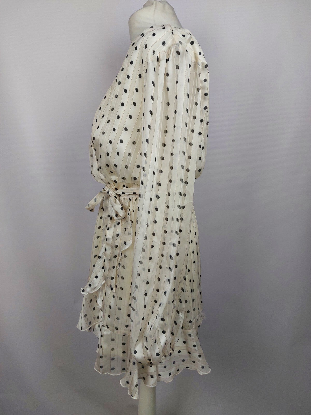 EK4919 Damen Kleid von Loavies, beige, gepunktet, Gr. L6