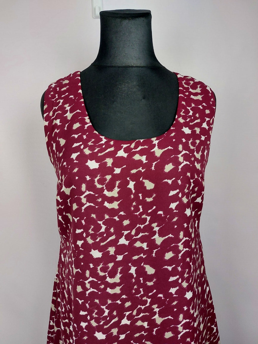 EK0924 Damen Kleid, weinrot/weiß, Gr. L1