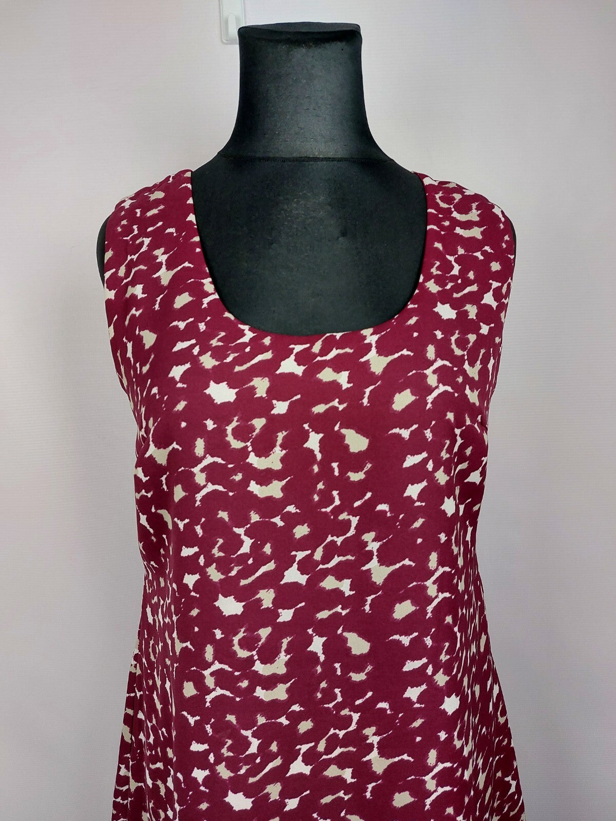 EK0924 Damen Kleid, weinrot/weiß, Gr. L1