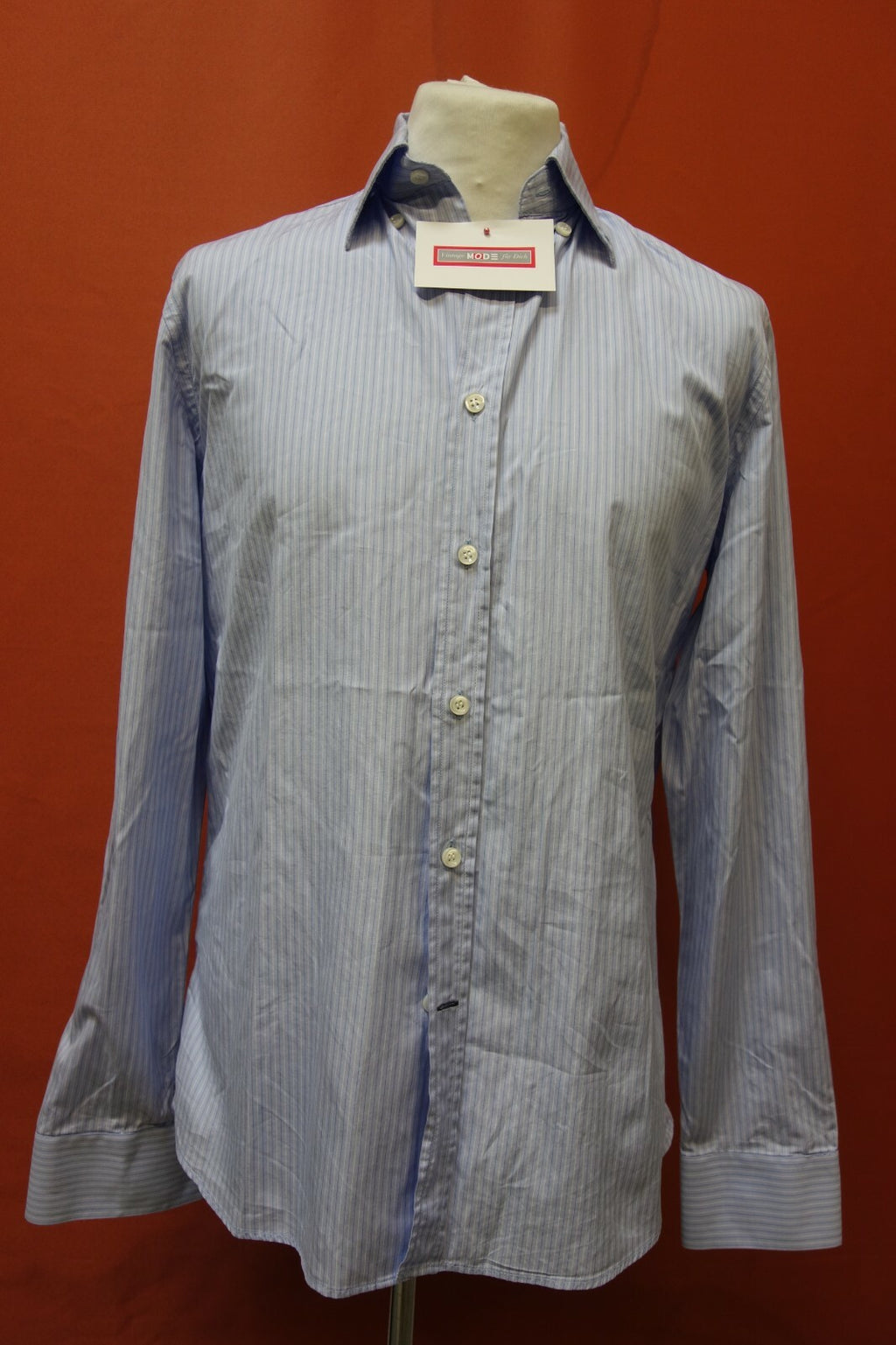 EK0244 Herren Hemd von Stefanel, blau, gestreift, L0