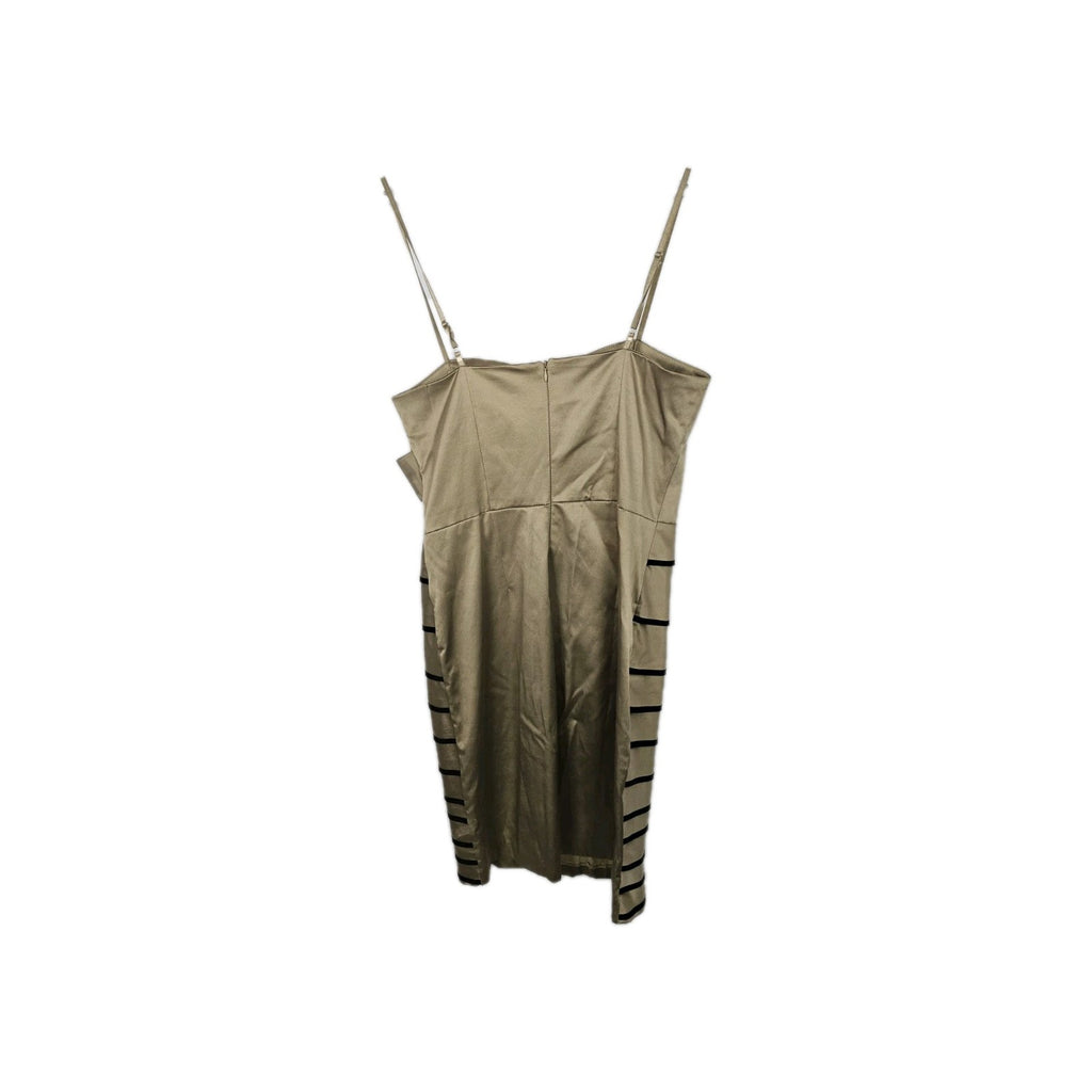 EK10652 Damen Kleid Rinascimento Gr.L Beige Mit Schleife Und Schwarzen Streifen2