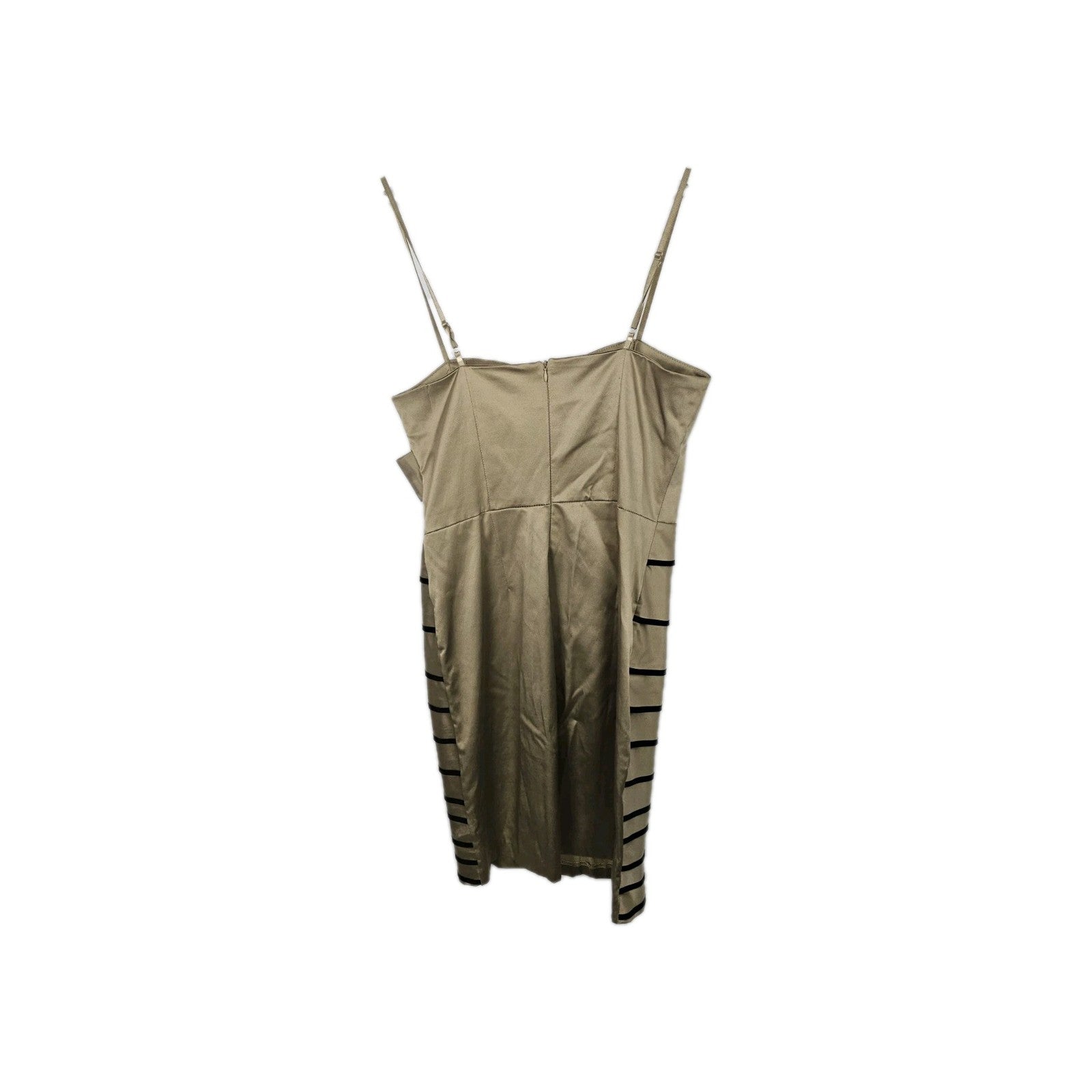 EK10652 Damen Kleid Rinascimento Gr.L Beige Mit Schleife Und Schwarzen Streifen2