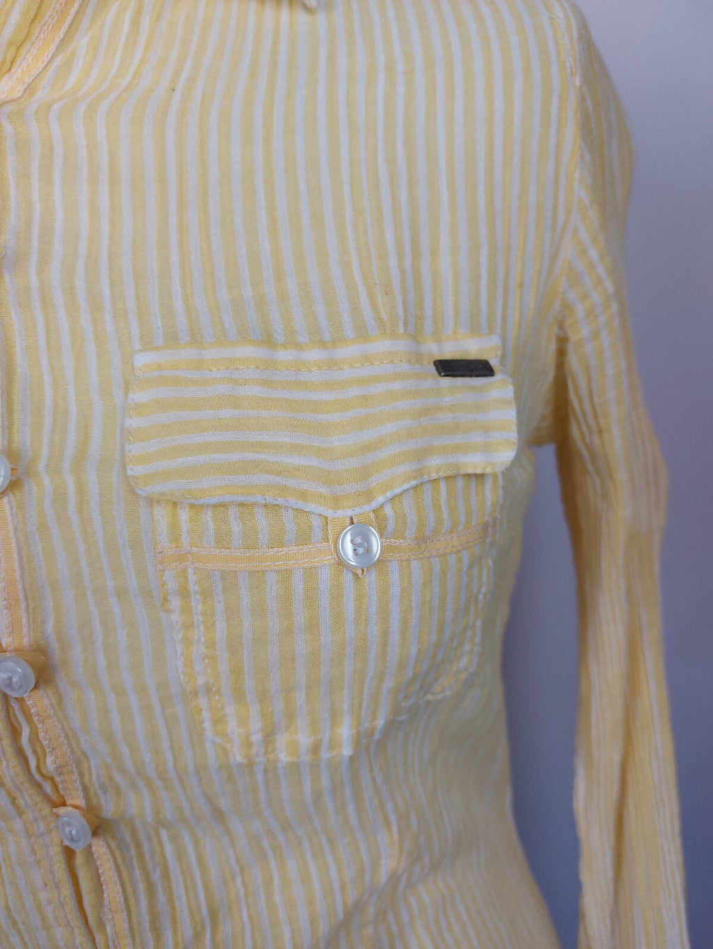 EK4048 Damen Bluse von Mango, gelb/weiß gestreift, Gr. S1