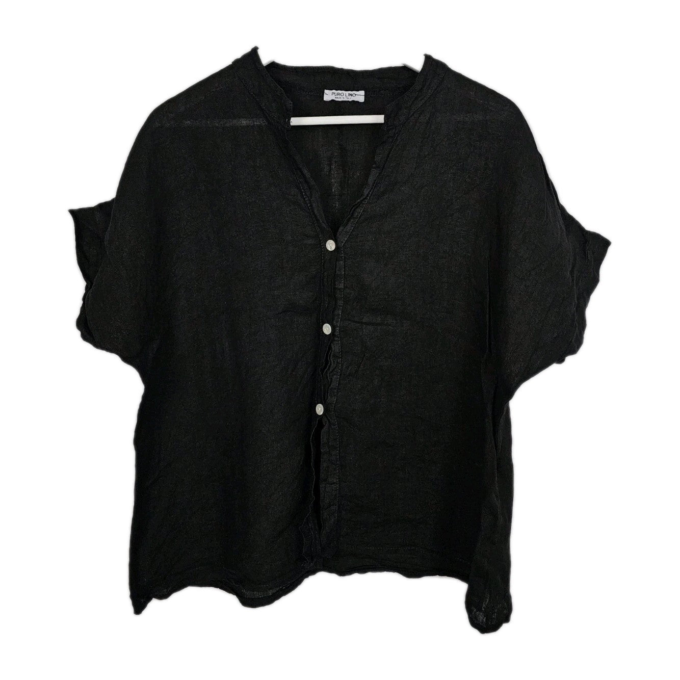 EK9997 Damen Bluse von Puro Lino, Schwarz, Gr. L0