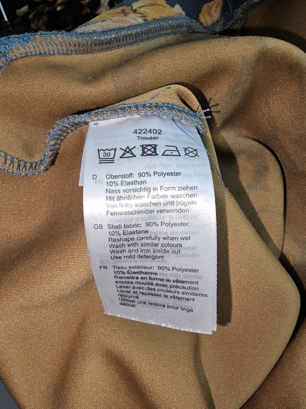 EK9928 Damen Leggins von Cest Paris, blau mit Blumenmuster, Gr.365