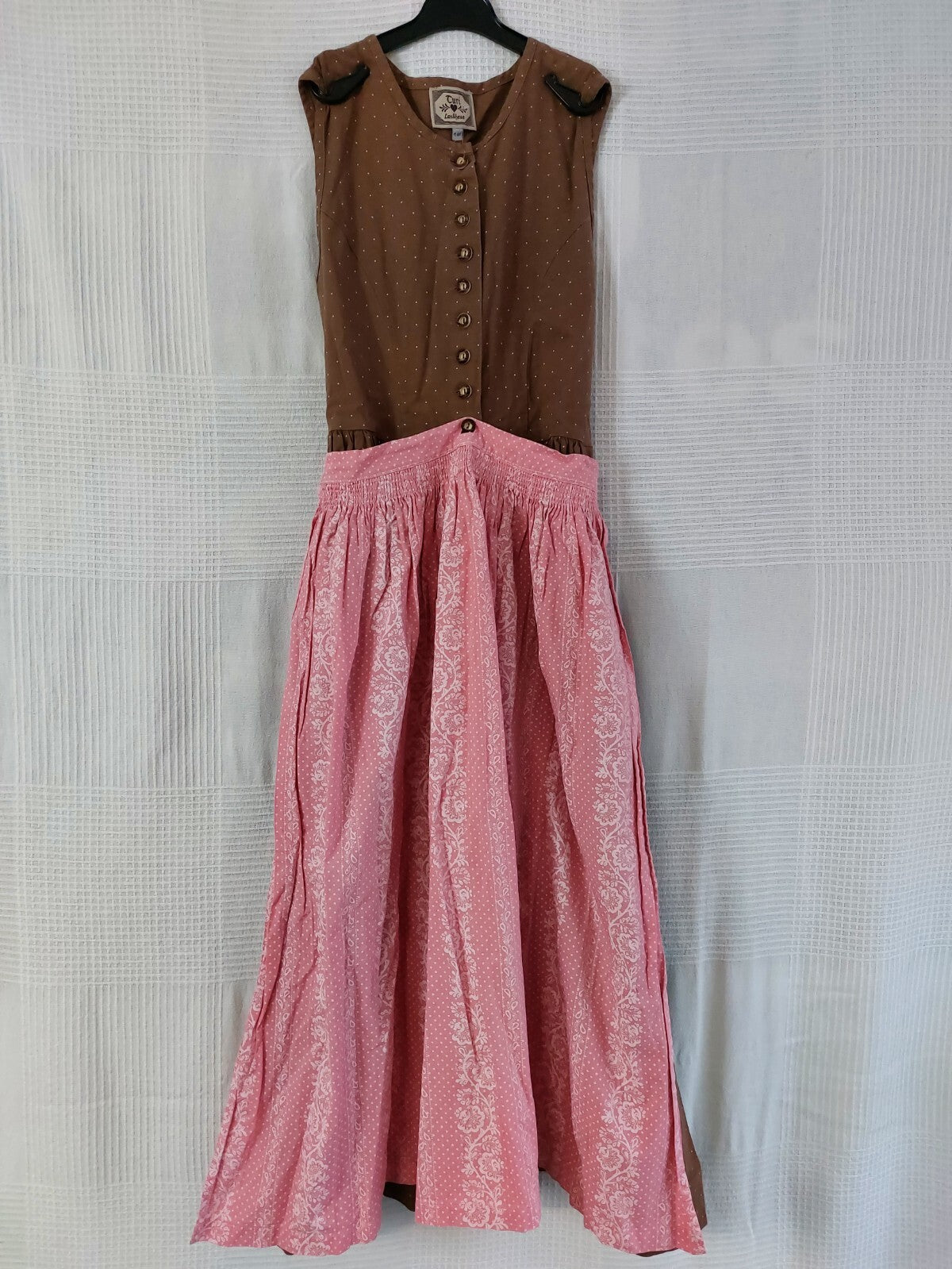 EK3529 Mädchen Dirndl von Landhaus, braun, rosa, Gr. 1460
