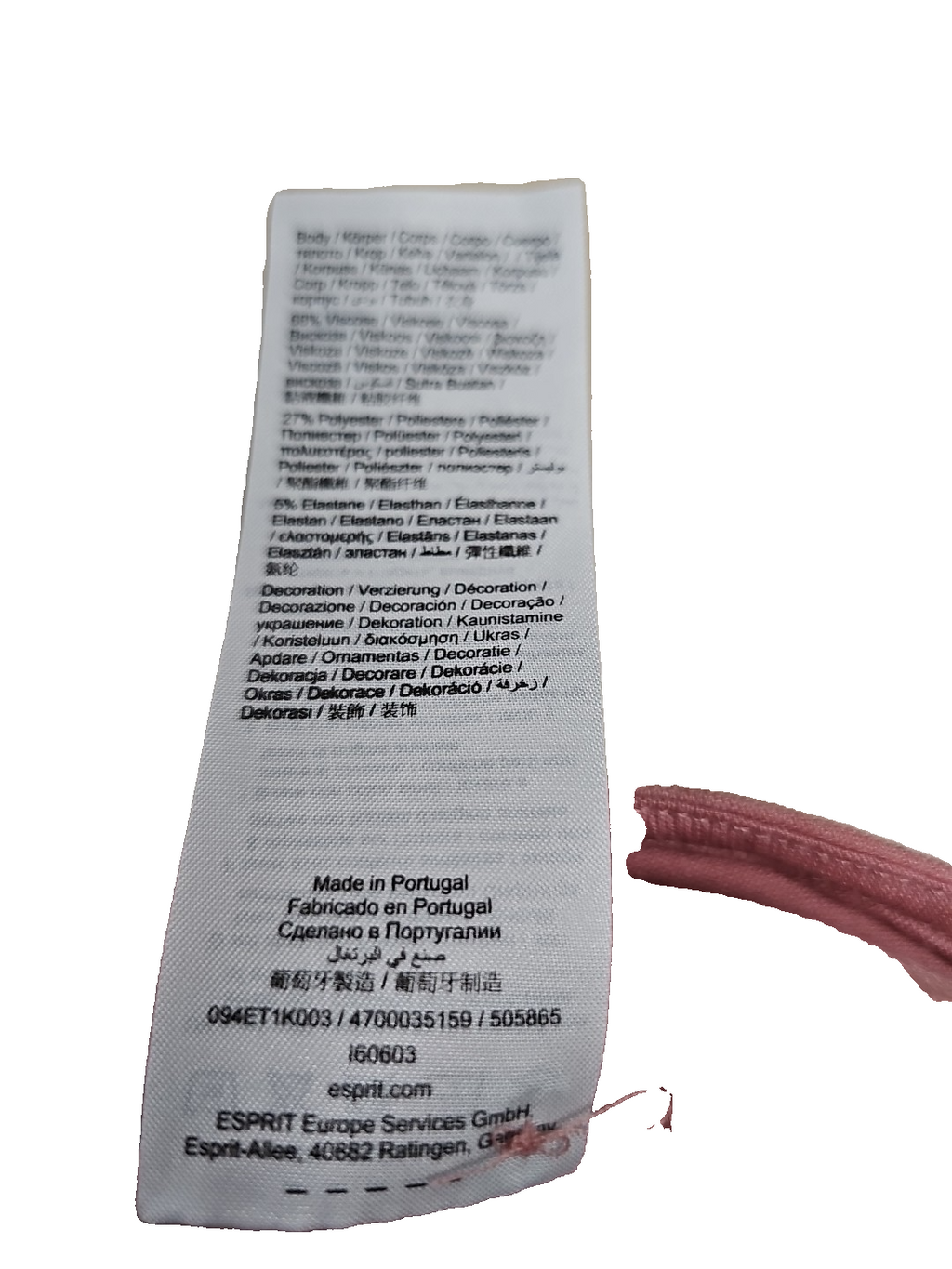 EK7664 Damen Henley Esprit Altrosa Gr L Neu7