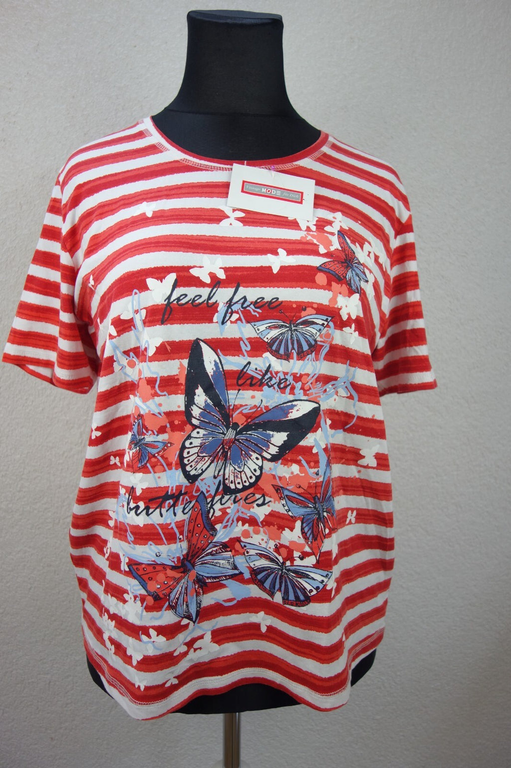 EK4215 Damen T-Shirt von Lauro Torelli, rot-weiß, Gr.XL0