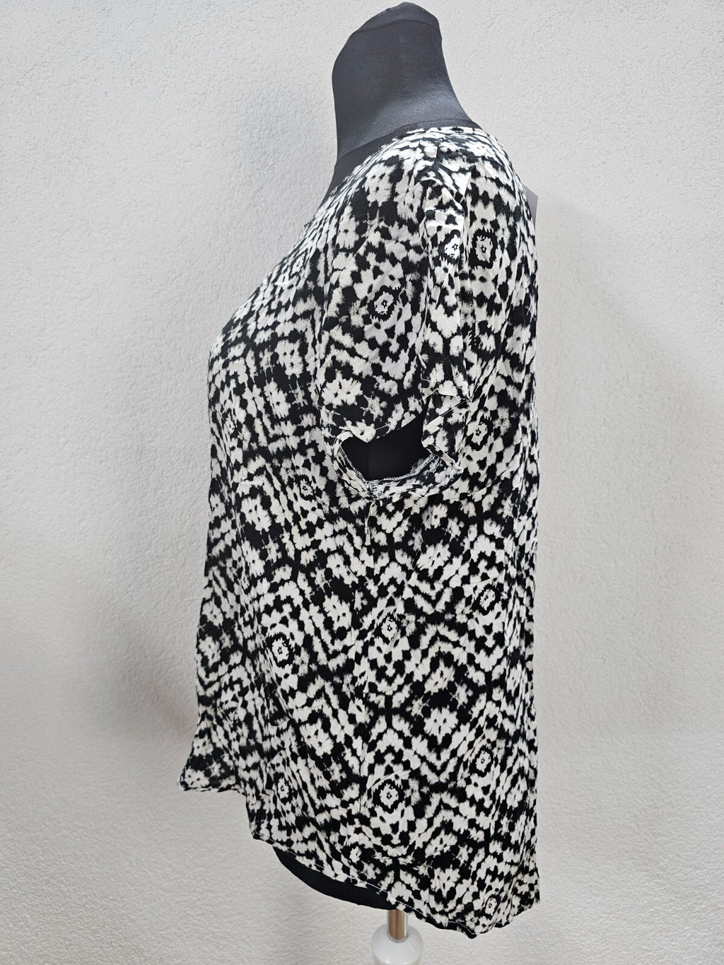 EK0223 Damen Bluse von Up Fashion, schwarz/weiß, Gr. L2